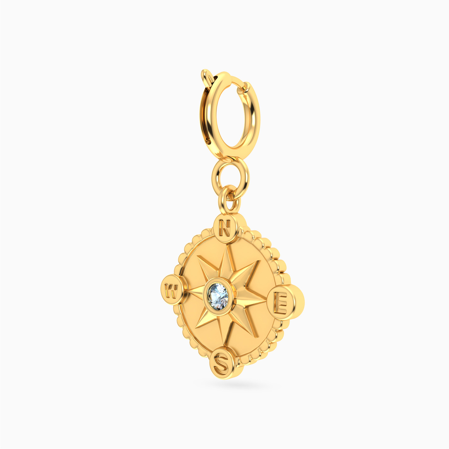 Compass Colored Stones Charm in 18K Gold - 2 Compass Colored Stones Charm in 18K Gold - 2
