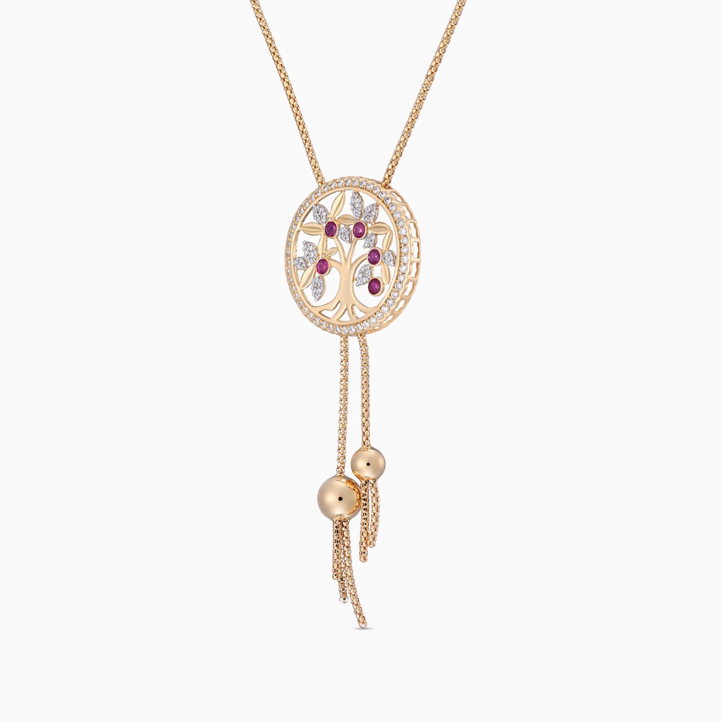 Dreamcatcher Diamond & Rose Stone Necklace in 18K Gold - 2 Dreamcatcher Diamond & Rose Stone Necklace in 18K Gold - 2
