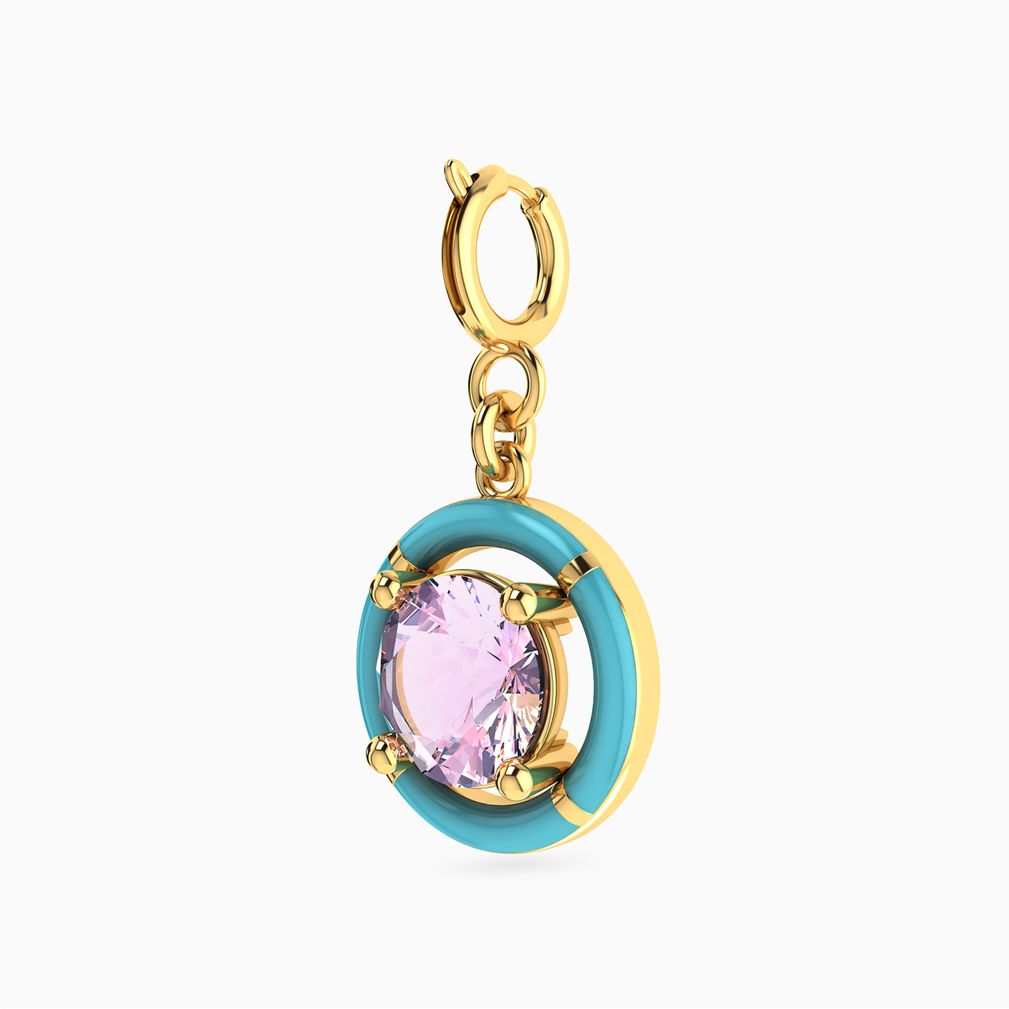 دلاية ذهب عيار 18 قيراط شكل دائرة مطلية بالمينا - 2 دلاية ذهب عيار 18 قيراط شكل دائرة مطلية بالمينا - 2