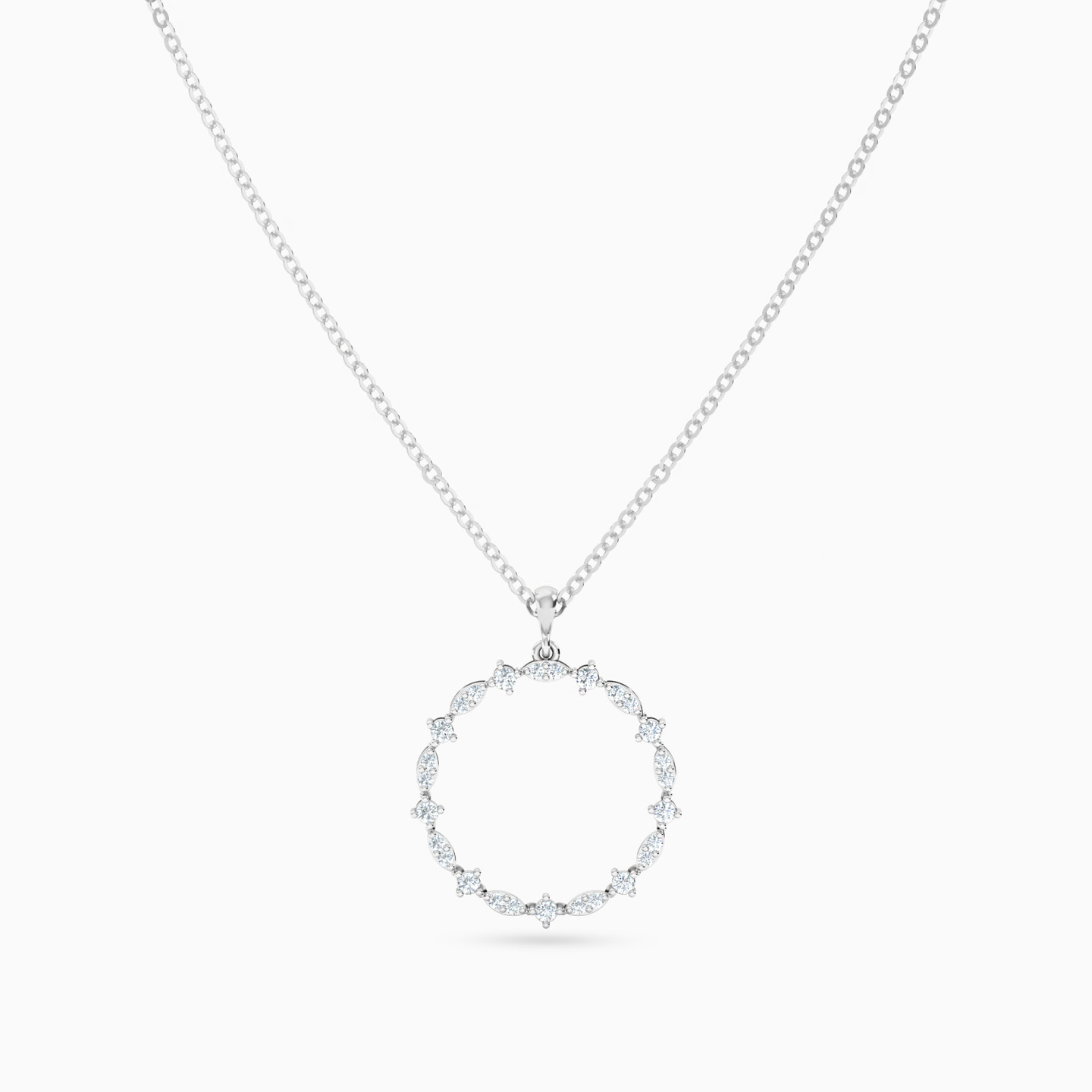 Circular Cubic Zirconia Necklace in 18K Gold - 3 Circular Cubic Zirconia Necklace in 18K Gold - 3