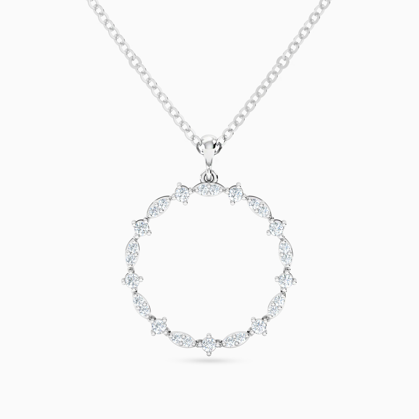 Circular Cubic Zirconia Necklace in 18K Gold Circular Cubic Zirconia Necklace in 18K Gold