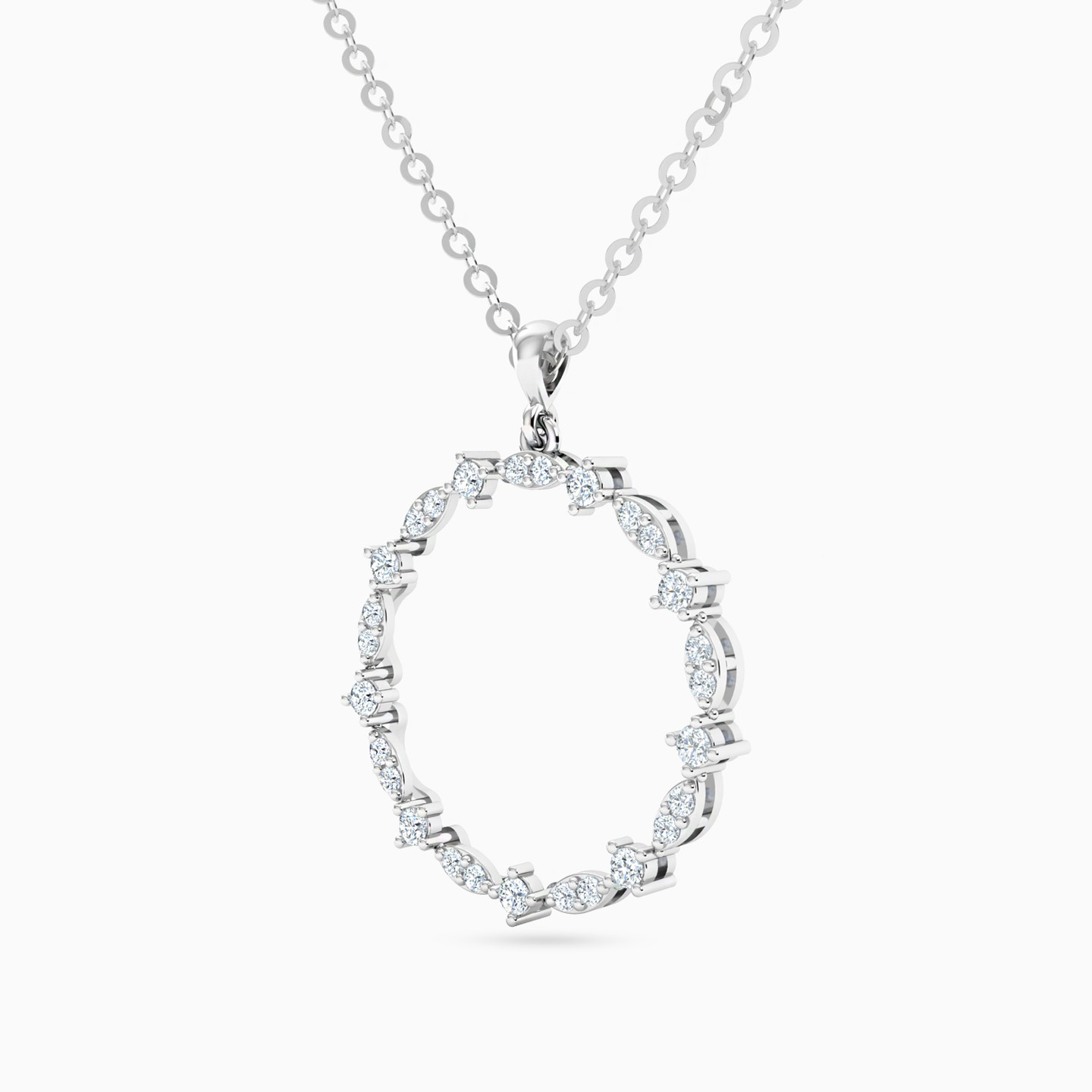 Circular Cubic Zirconia Necklace in 18K Gold - 2 Circular Cubic Zirconia Necklace in 18K Gold - 2