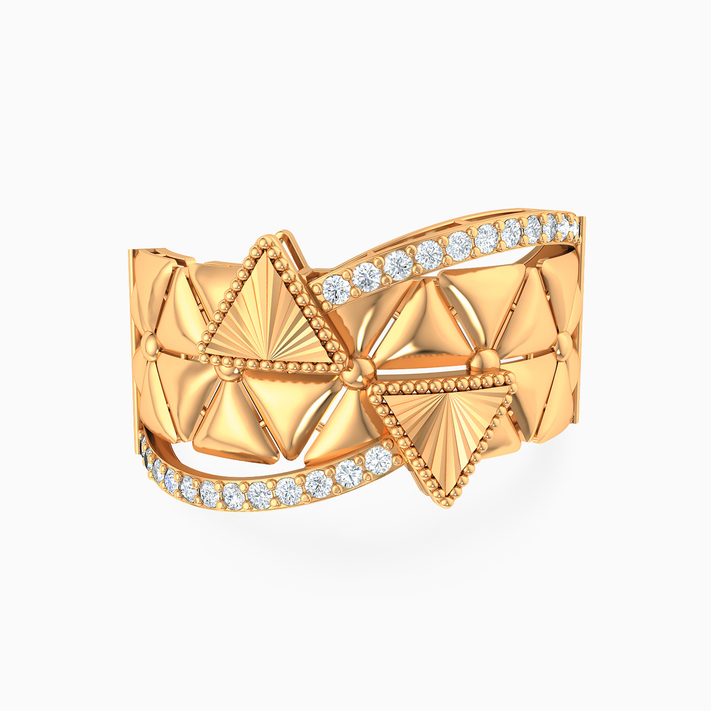 Multi-shaped Cubic Zirconia Ring in 21K Gold Multi-shaped Cubic Zirconia Ring in 21K Gold