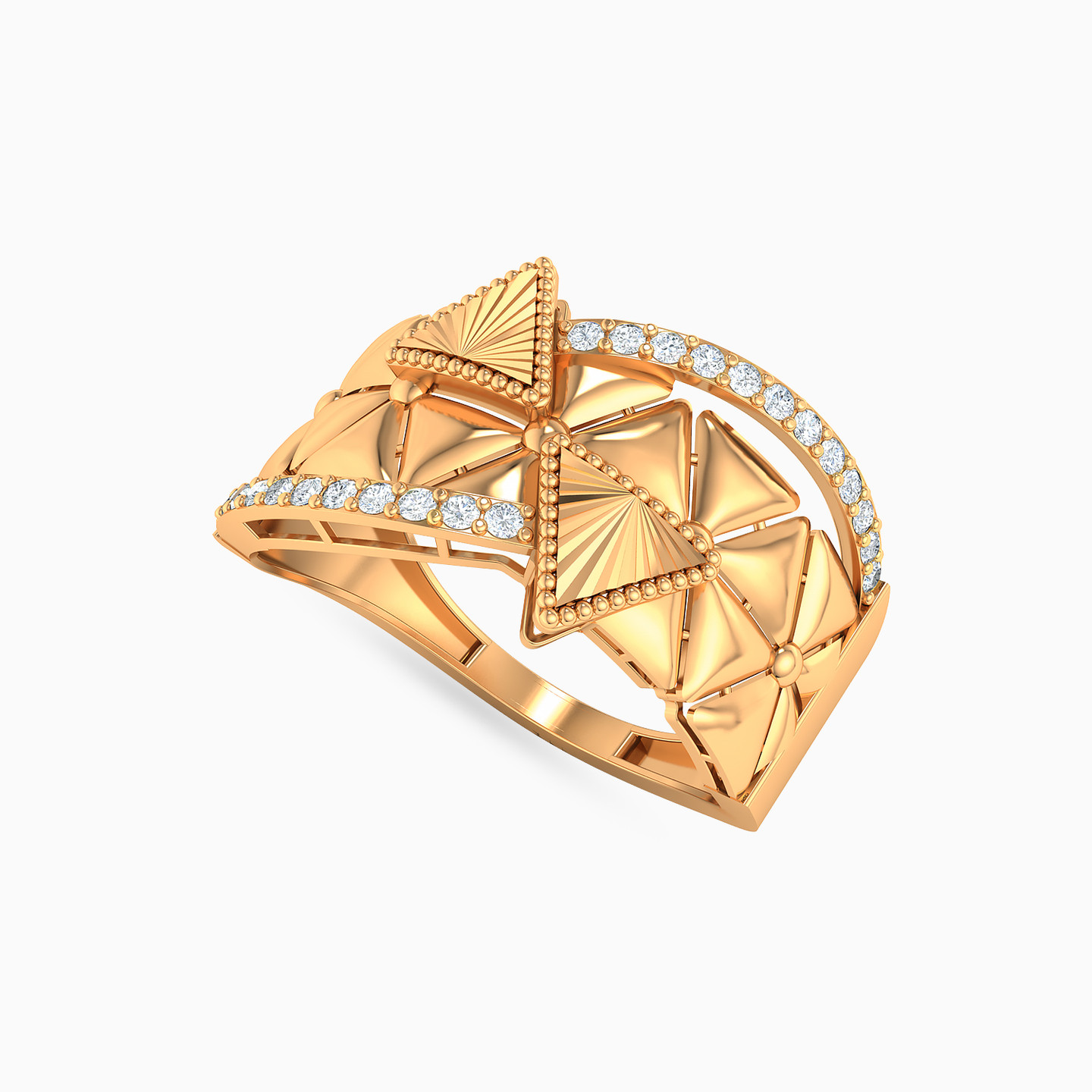 Multi-shaped Cubic Zirconia Ring in 21K Gold - 3 Multi-shaped Cubic Zirconia Ring in 21K Gold - 3