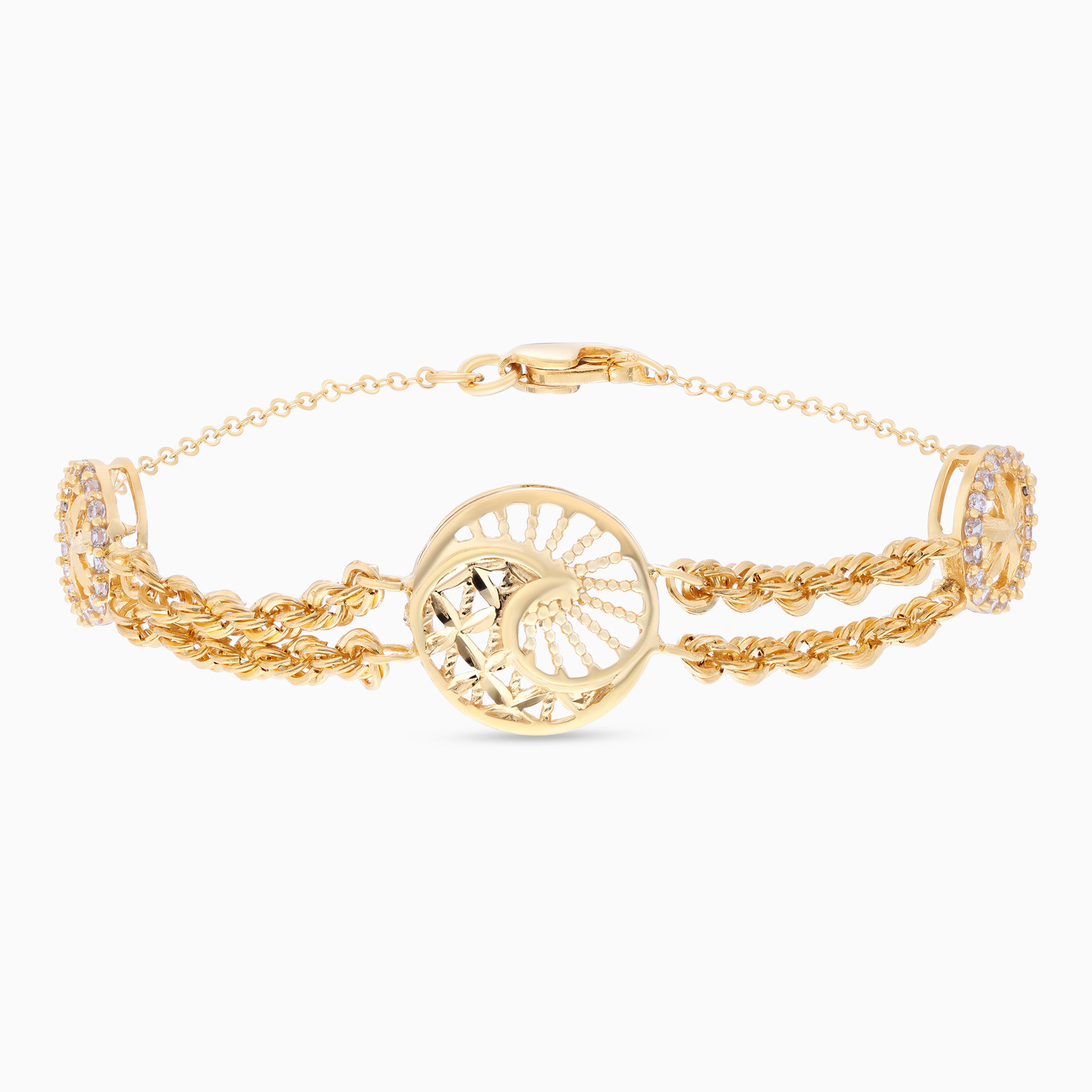 طقم مجوهرات ذهب عيار 21 قيراط مزين بأحجار الزركون (4 قطع) - 3 طقم مجوهرات ذهب عيار 21 قيراط مزين بأحجار الزركون (4 قطع) - 3