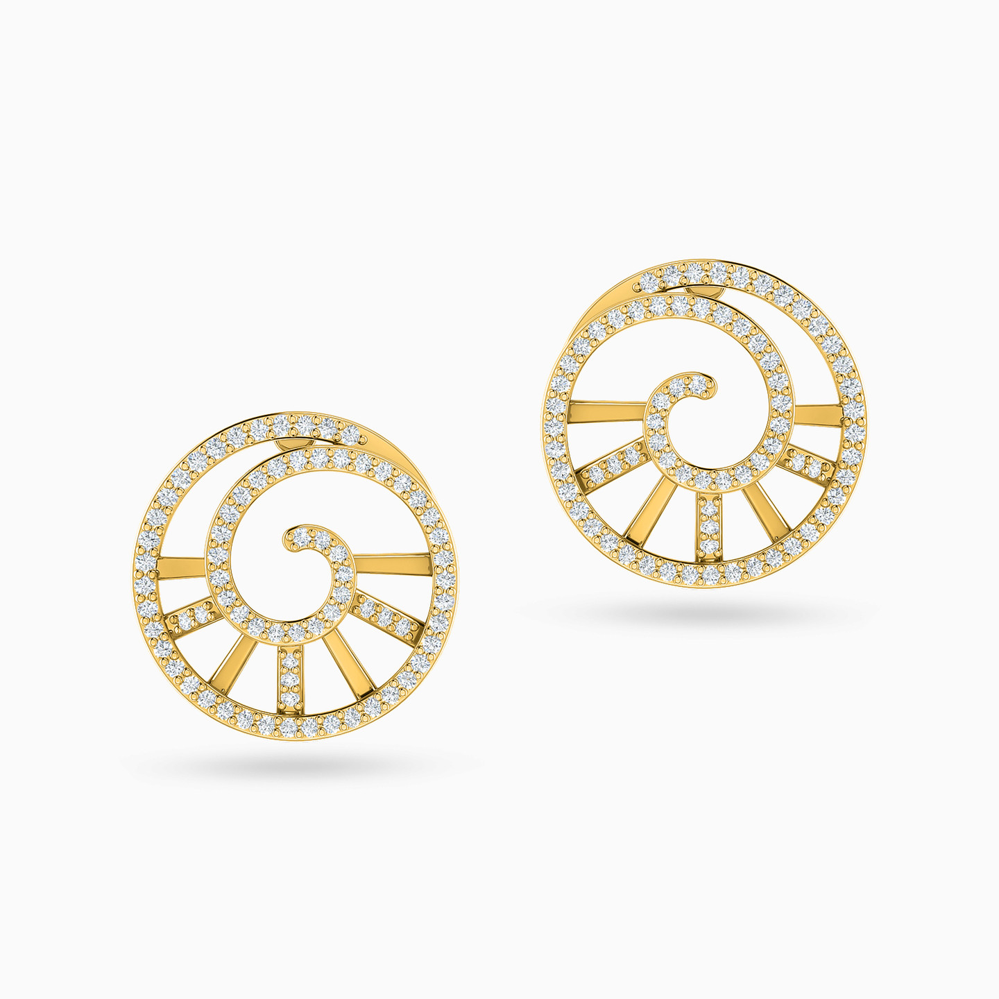 Spiral Diamonds Stud Earrings in 18K Gold - 3 Spiral Diamonds Stud Earrings in 18K Gold - 3