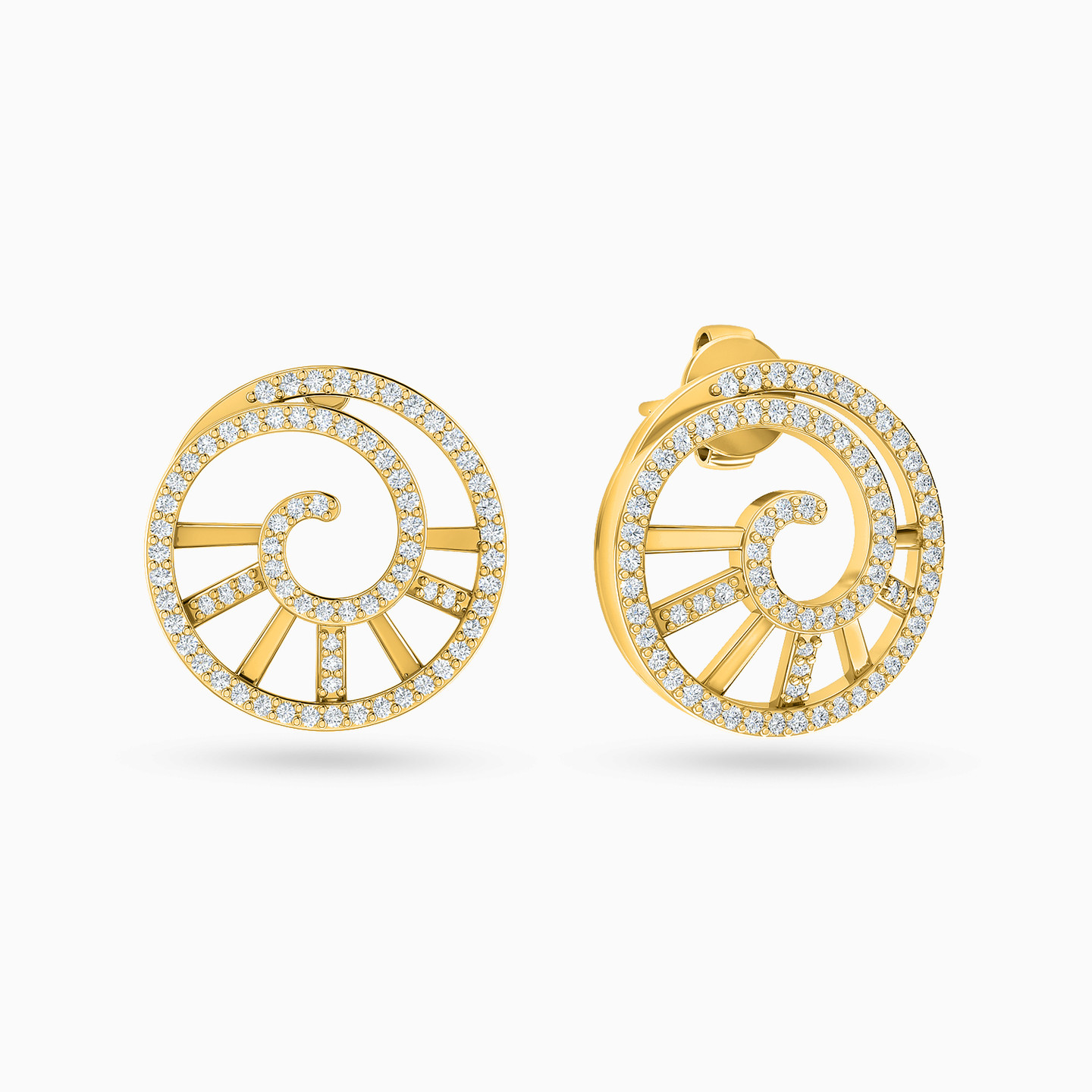 Spiral Diamonds Stud Earrings in 18K Gold Spiral Diamonds Stud Earrings in 18K Gold