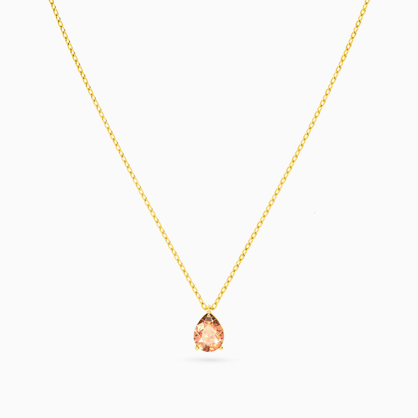 Pear Colored Stones Necklace in 18K Gold - 2 Pear Colored Stones Necklace in 18K Gold - 2