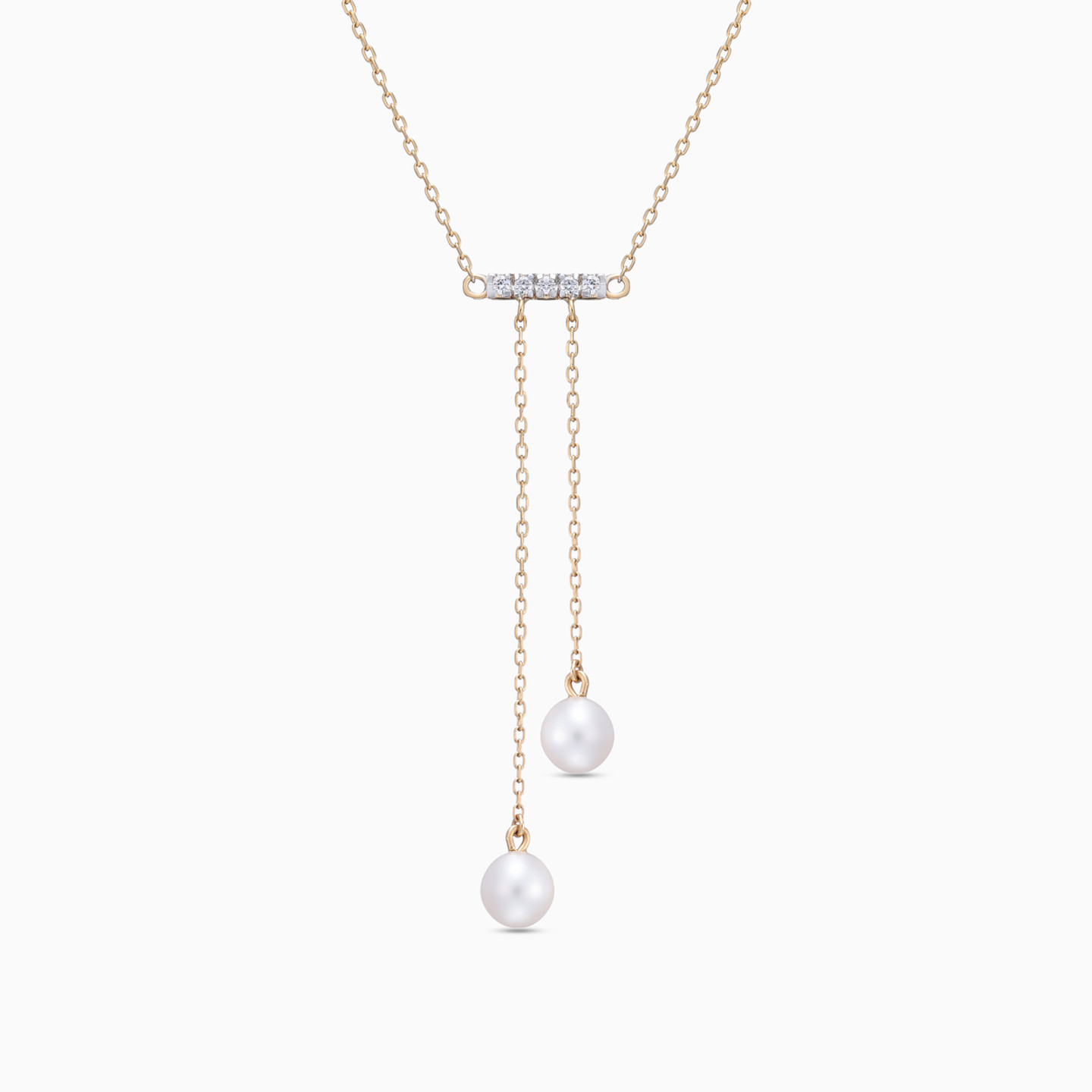 Tassel Diamond & Pearl Necklace in 18K Gold