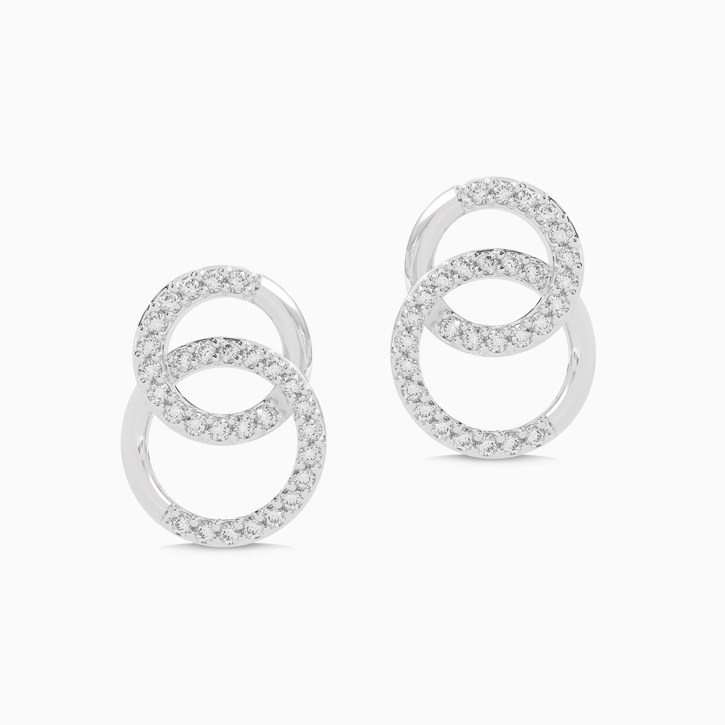 Double Circle Diamond Stud Earrings in 18K Gold - 2 Double Circle Diamond Stud Earrings in 18K Gold - 2