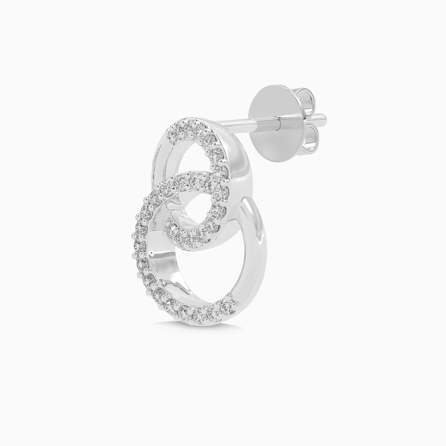 Double Circle Diamond Stud Earrings in 18K Gold - 4 Double Circle Diamond Stud Earrings in 18K Gold - 4