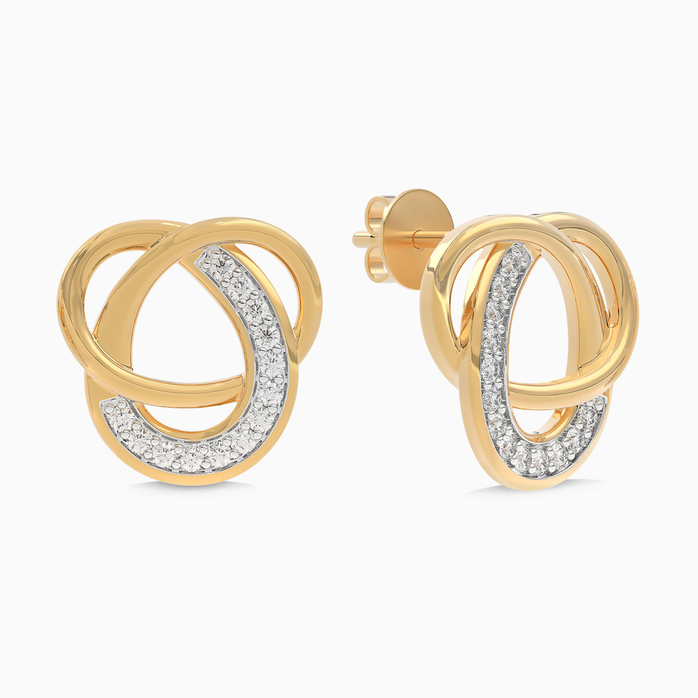 Circle Diamond Stud Earrings in 18K Gold - 2 Circle Diamond Stud Earrings in 18K Gold - 2