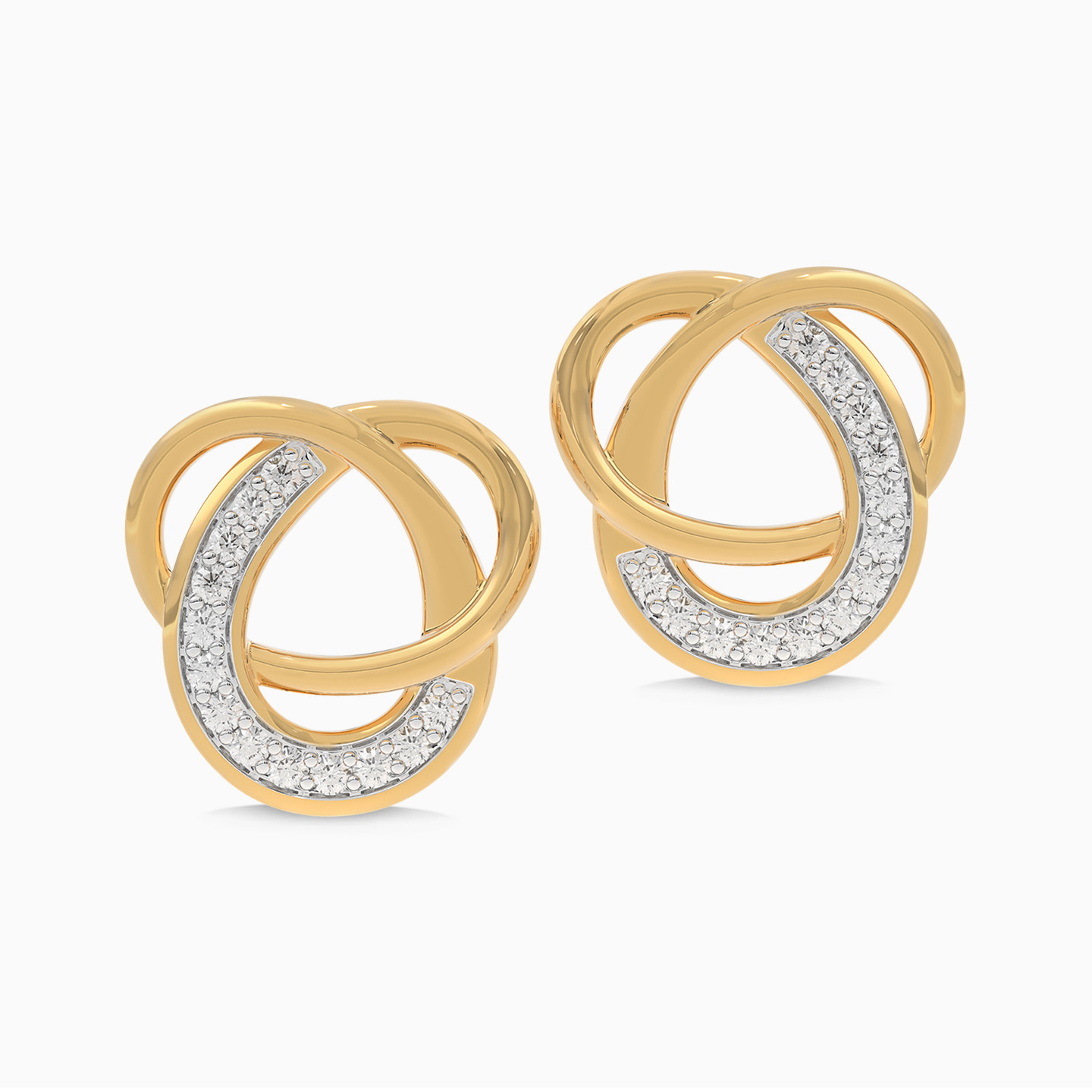 Circle Diamond Stud Earrings in 18K Gold - 3 Circle Diamond Stud Earrings in 18K Gold - 3