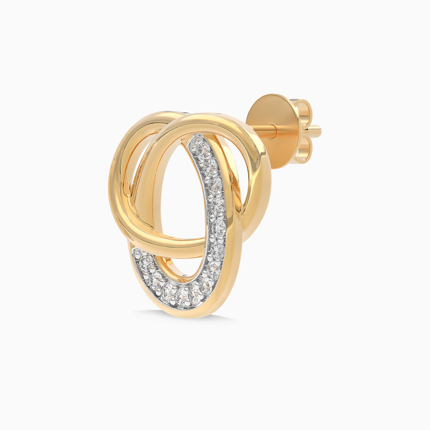 Circle Diamond Stud Earrings in 18K Gold - 4 Circle Diamond Stud Earrings in 18K Gold - 4