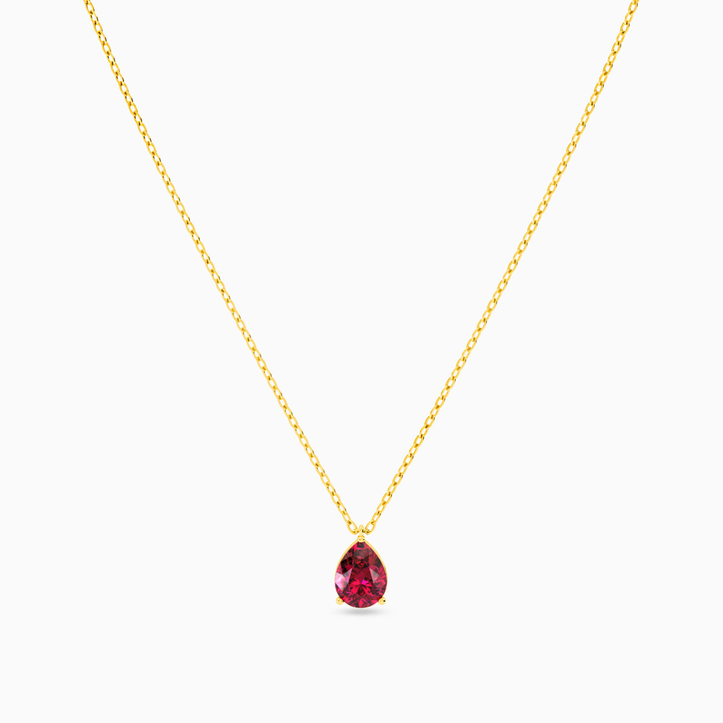Pear Red Stone Necklace in 18K Gold - 3 Pear Red Stone Necklace in 18K Gold - 3