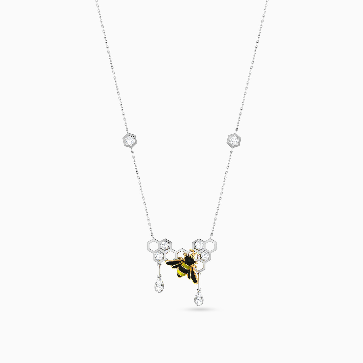 A Honeycomb Diamond & Enamel Coated Necklace in 18K Gold A Honeycomb Diamond & Enamel Coated Necklace in 18K Gold
