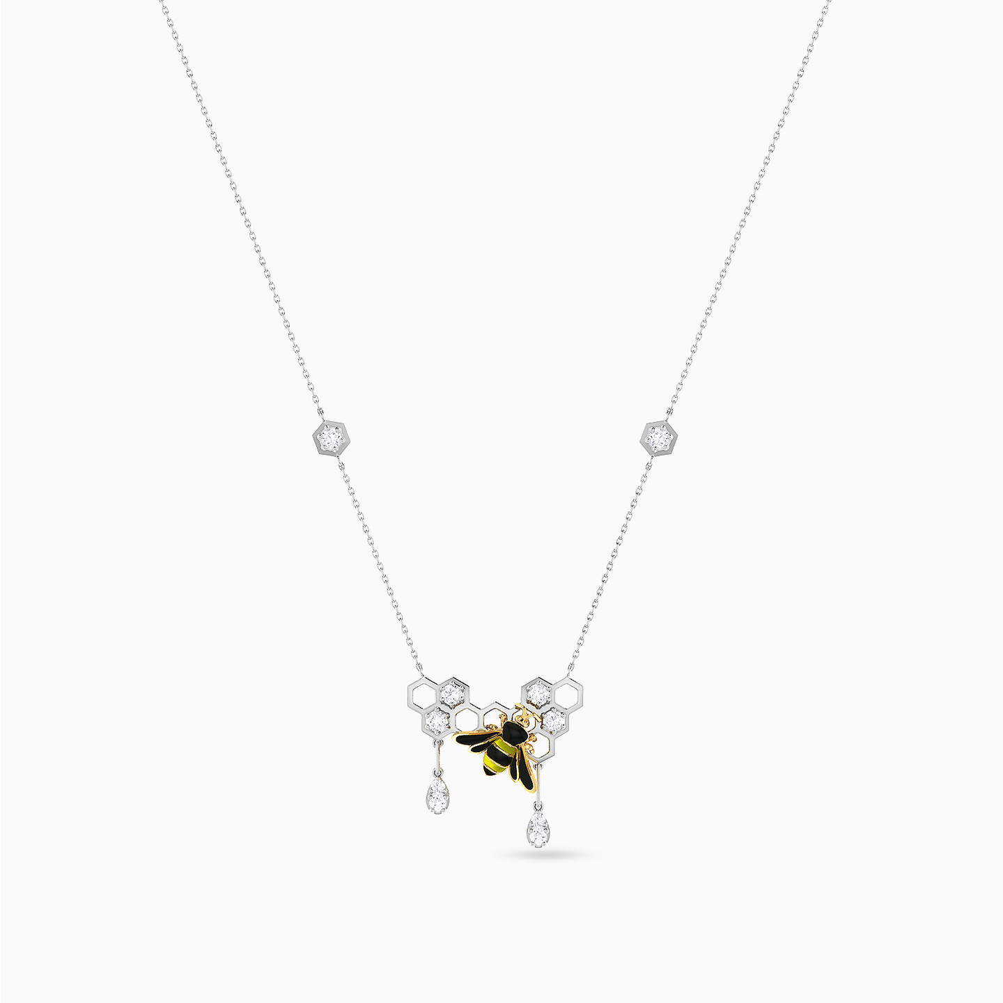 A Honeycomb Diamond & Enamel Coated Necklace in 18K Gold - 4 A Honeycomb Diamond & Enamel Coated Necklace in 18K Gold - 4