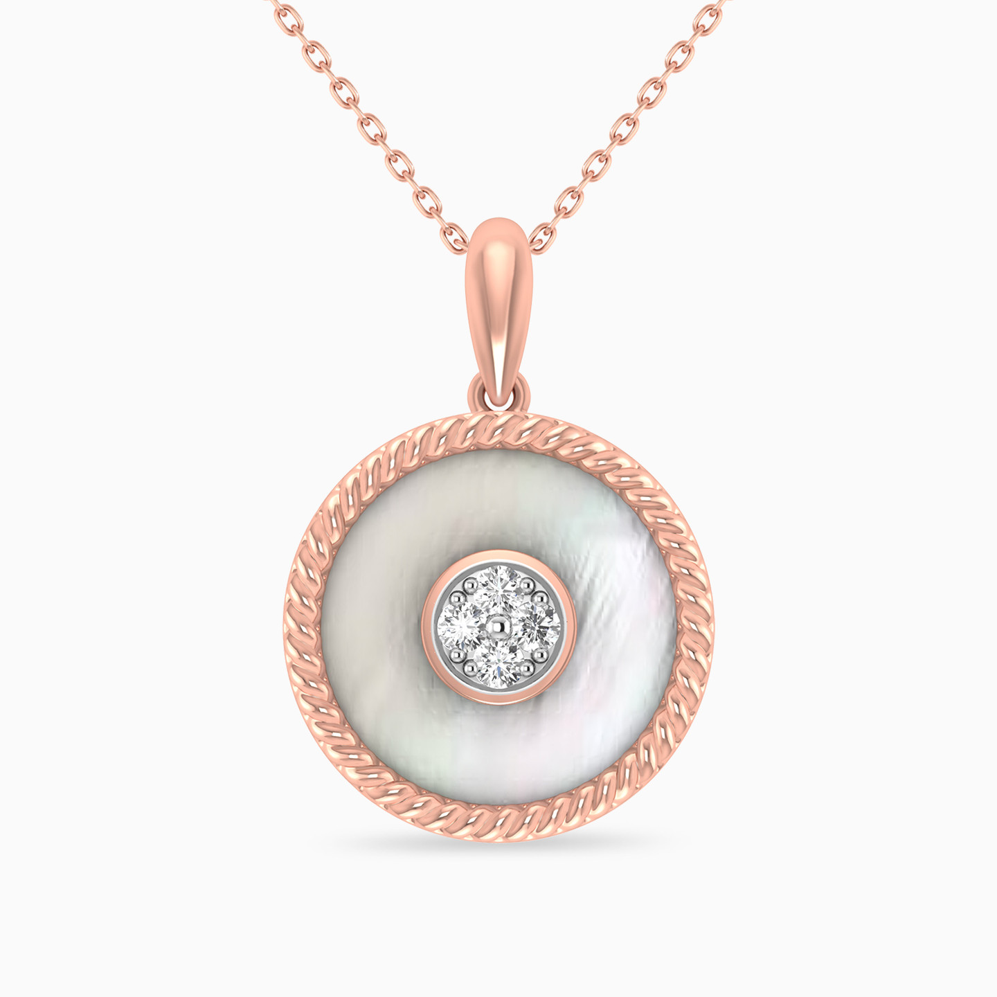 Circle Diamond & Pearls Necklace in 18K Gold - 3 Circle Diamond & Pearls Necklace in 18K Gold - 3