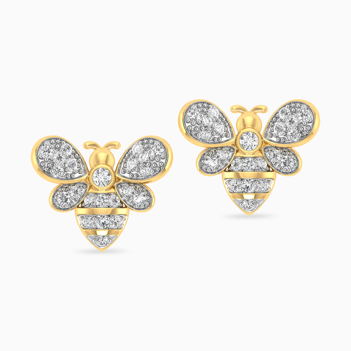 Bee Diamond Stud Earrings in 18K Gold - 4 Bee Diamond Stud Earrings in 18K Gold - 4