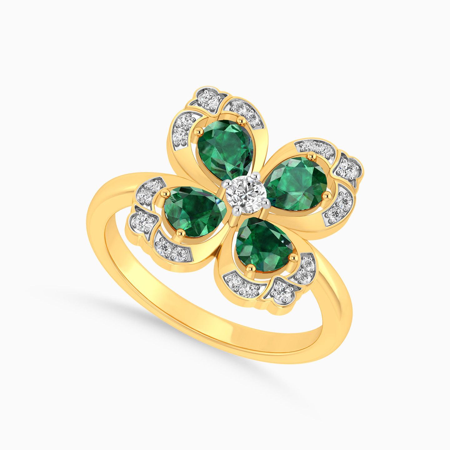 Pear Diamond Ring in 18K Gold - 6 Pear Diamond Ring in 18K Gold - 6