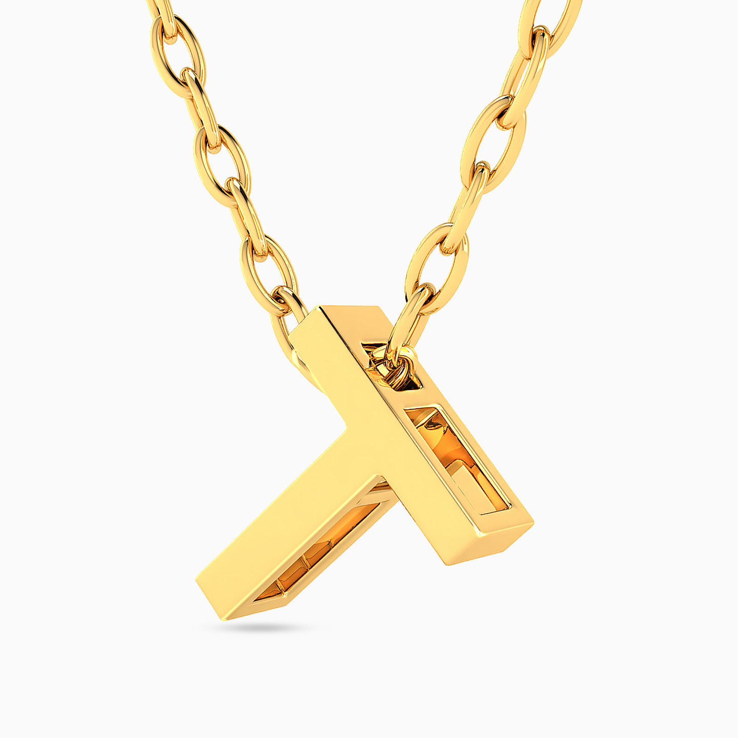Letter T Necklace in 18K Gold - 2 Letter T Necklace in 18K Gold - 2