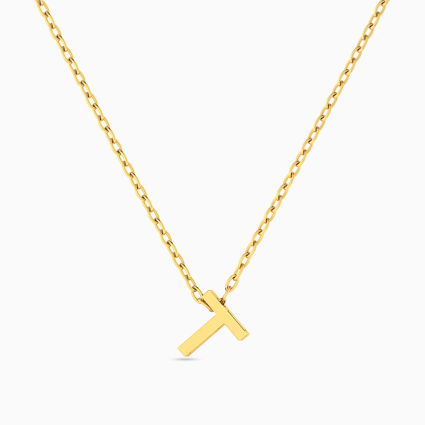 Letter T Necklace in 18K Gold - 3 Letter T Necklace in 18K Gold - 3