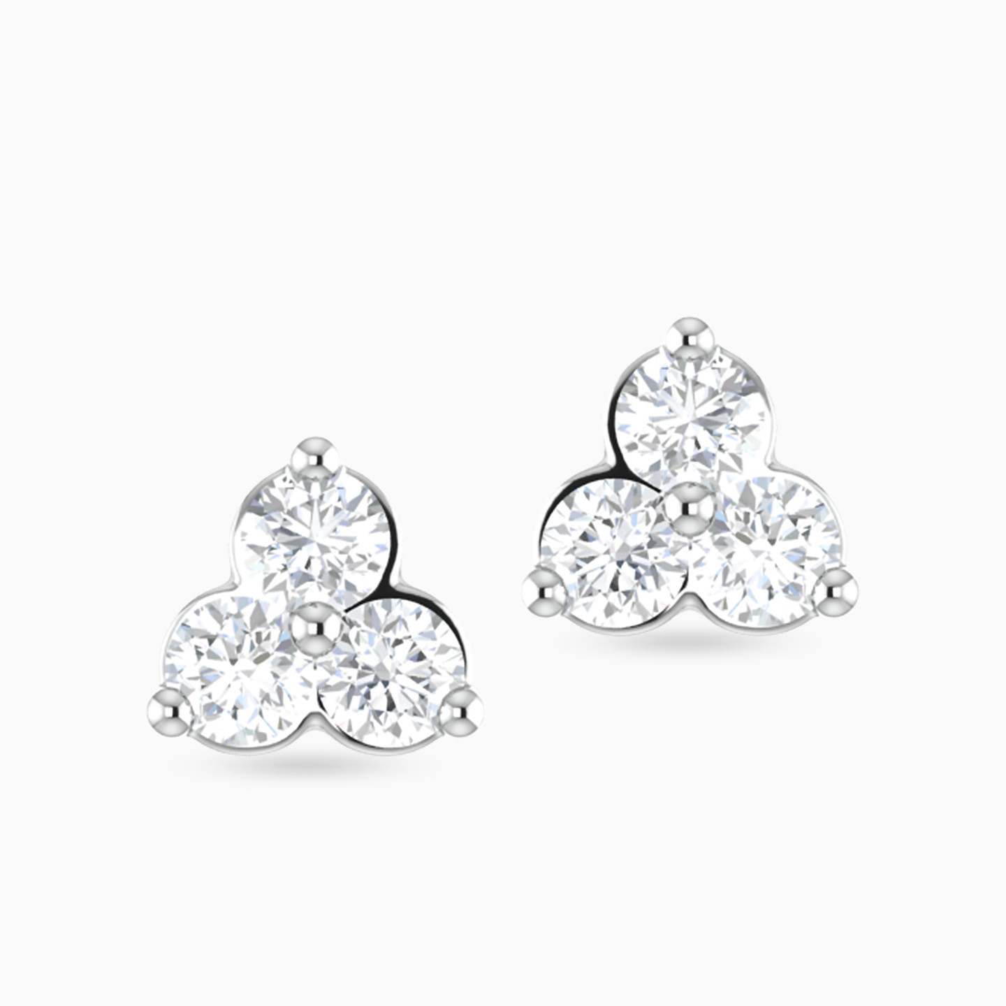 Floral Diamond Stud Earrings in 18K Gold - 3