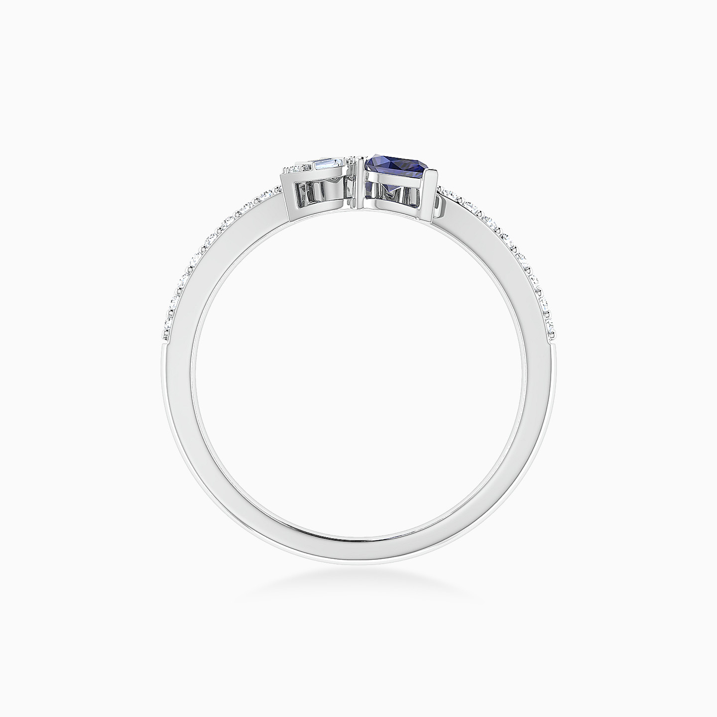Leaves Diamond & Blue Stone Ring in 18K Gold - 5 Leaves Diamond & Blue Stone Ring in 18K Gold - 5