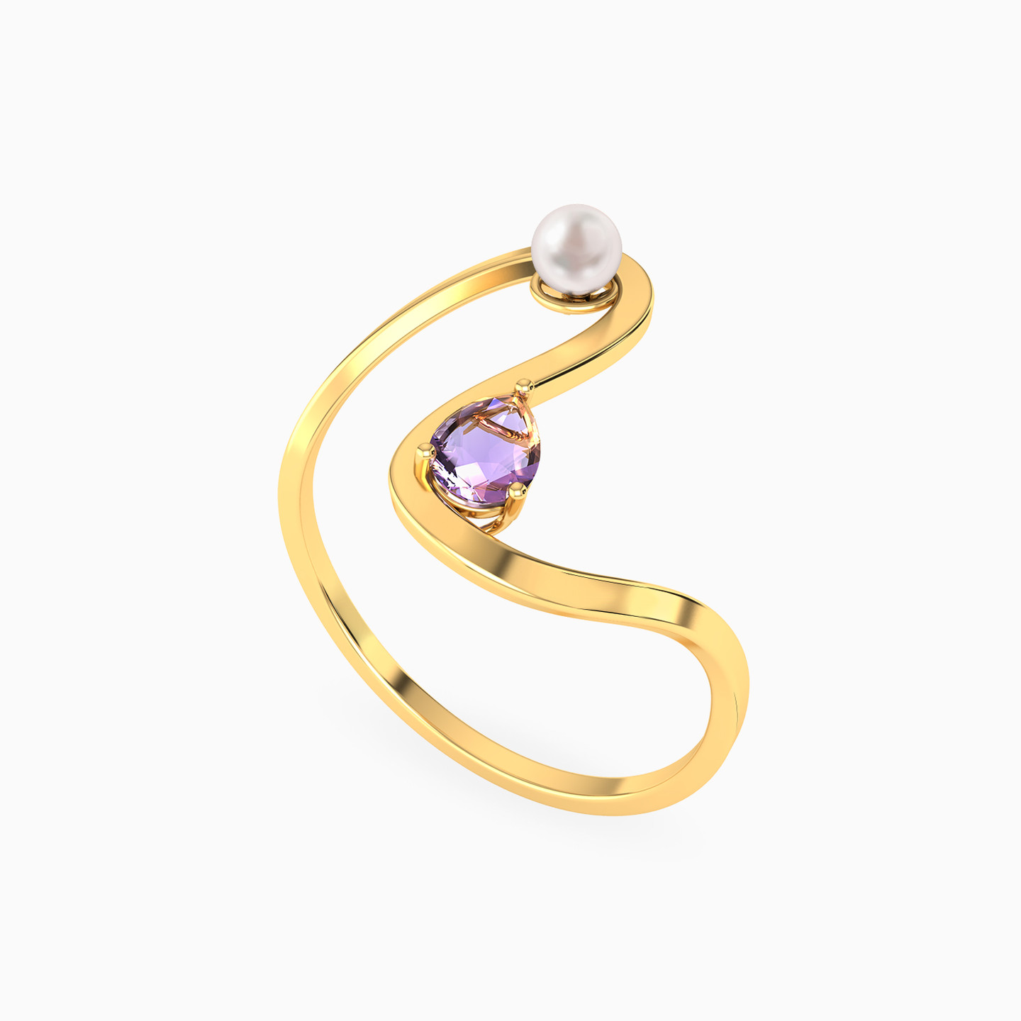 18K Gold Pearls & Colored Stones Statement Ring - 2