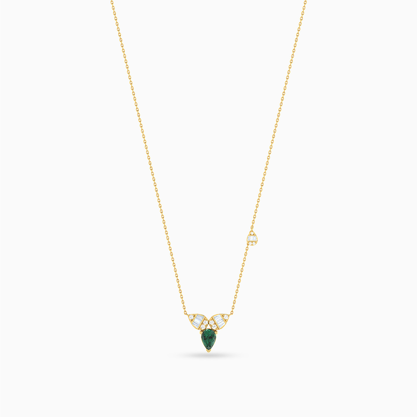 Leaves Diamonds & Green Stone Necklace in 18K Gold Leaves Diamonds & Green Stone Necklace in 18K Gold