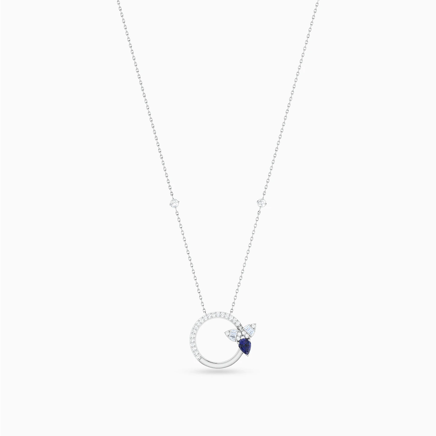 Circle Diamonds & Blue Stone Necklace in 18K Gold Circle Diamonds & Blue Stone Necklace in 18K Gold
