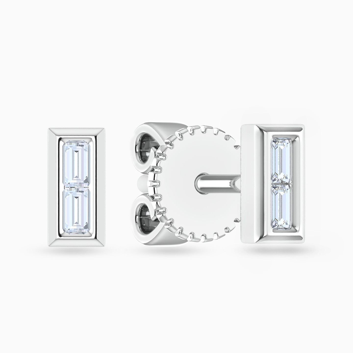 أقراط صغيرة ذهب مستطيلة عيار 18 قيراط مزينة بالألماس أقراط صغيرة ذهب مستطيلة عيار 18 قيراط مزينة بالألماس