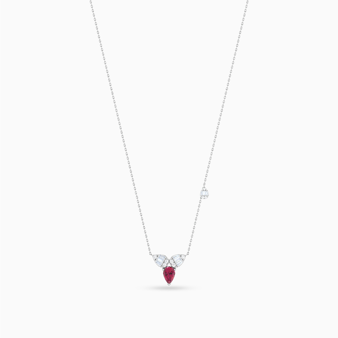 Leaves Diamonds & Red Stone Necklace in 18K Gold Leaves Diamonds & Red Stone Necklace in 18K Gold