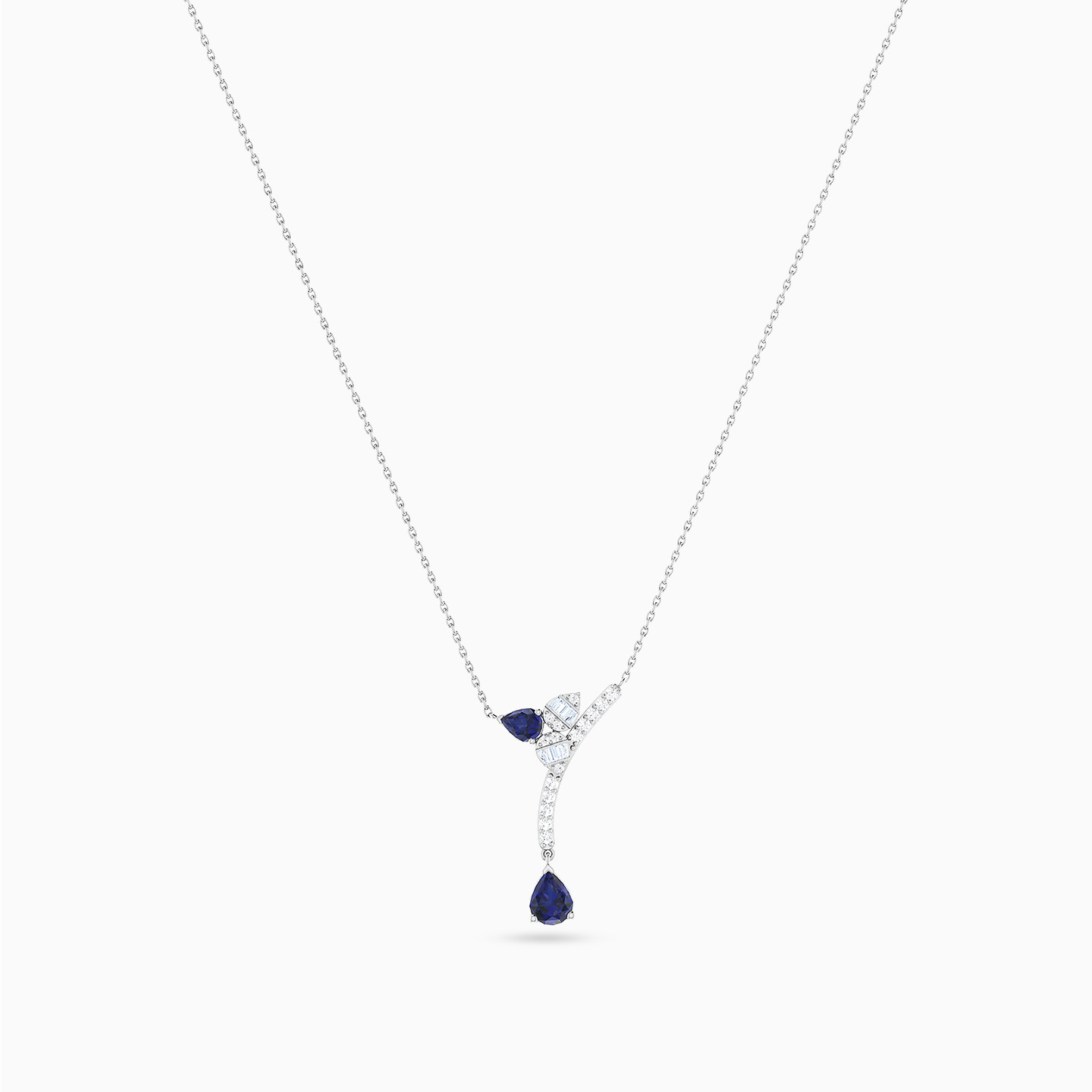Diamonds & Blue Stone Necklace in 18K Gold - 4 Diamonds & Blue Stone Necklace in 18K Gold - 4