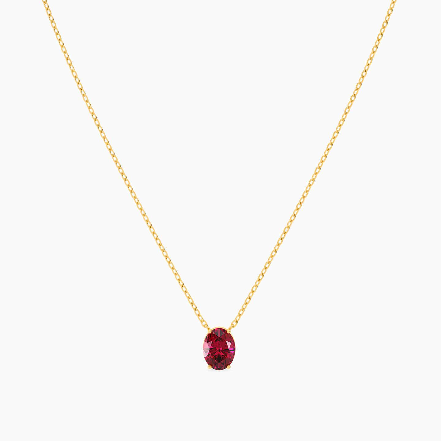 Oval Red Stone Necklace in 18K Gold - 3 Oval Red Stone Necklace in 18K Gold - 3