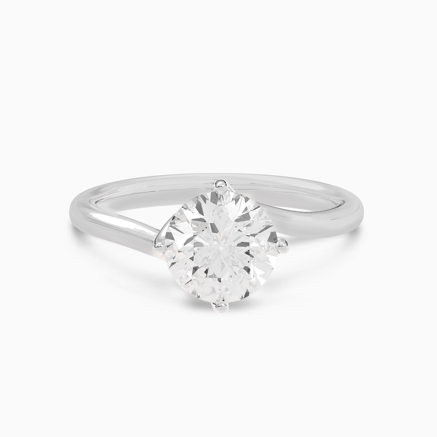 2 قيراط خاتم سوليتير ذهب عيار 18 قيراط مزين بألماس مختبرات