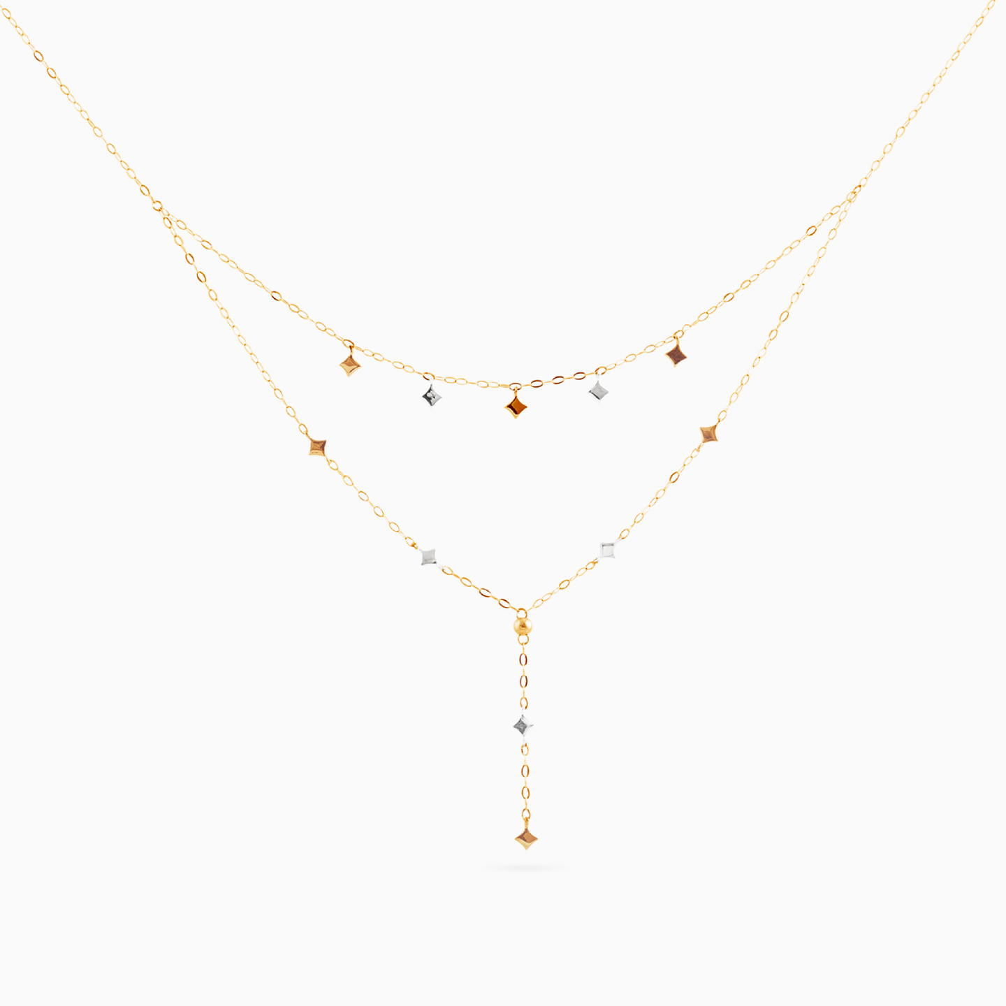 Square Layered Necklace in 18K Gold - 3 Square Layered Necklace in 18K Gold - 3