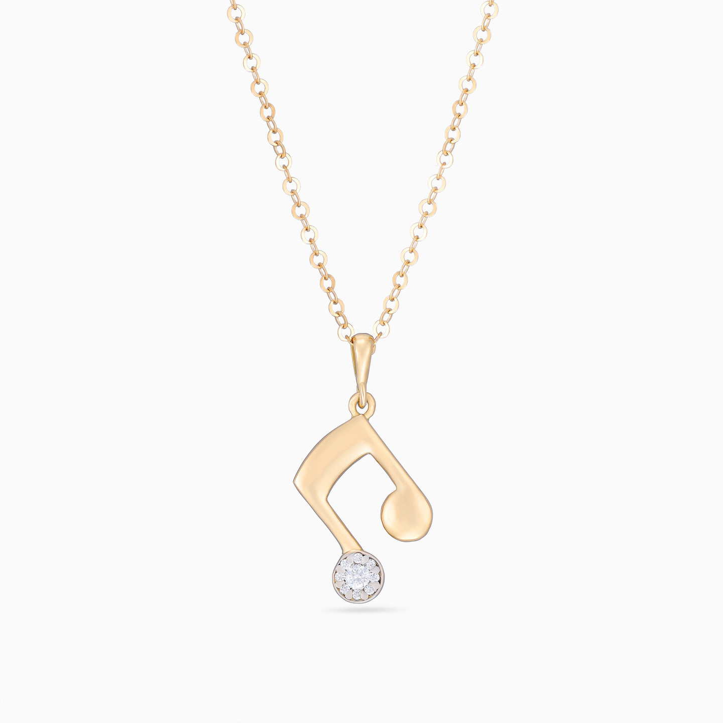 Music Note Pendant with 18K Gold Chain - 3 Music Note Pendant with 18K Gold Chain - 3