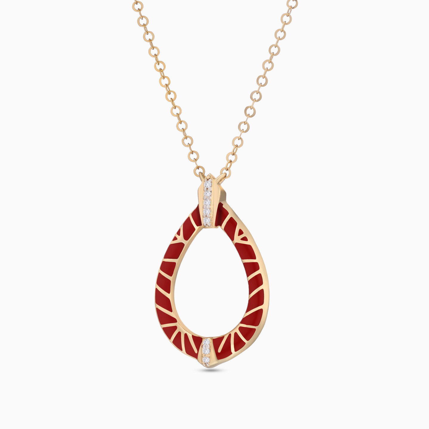 Pear Enamel Coated Necklace in 18K Gold - 2 Pear Enamel Coated Necklace in 18K Gold - 2