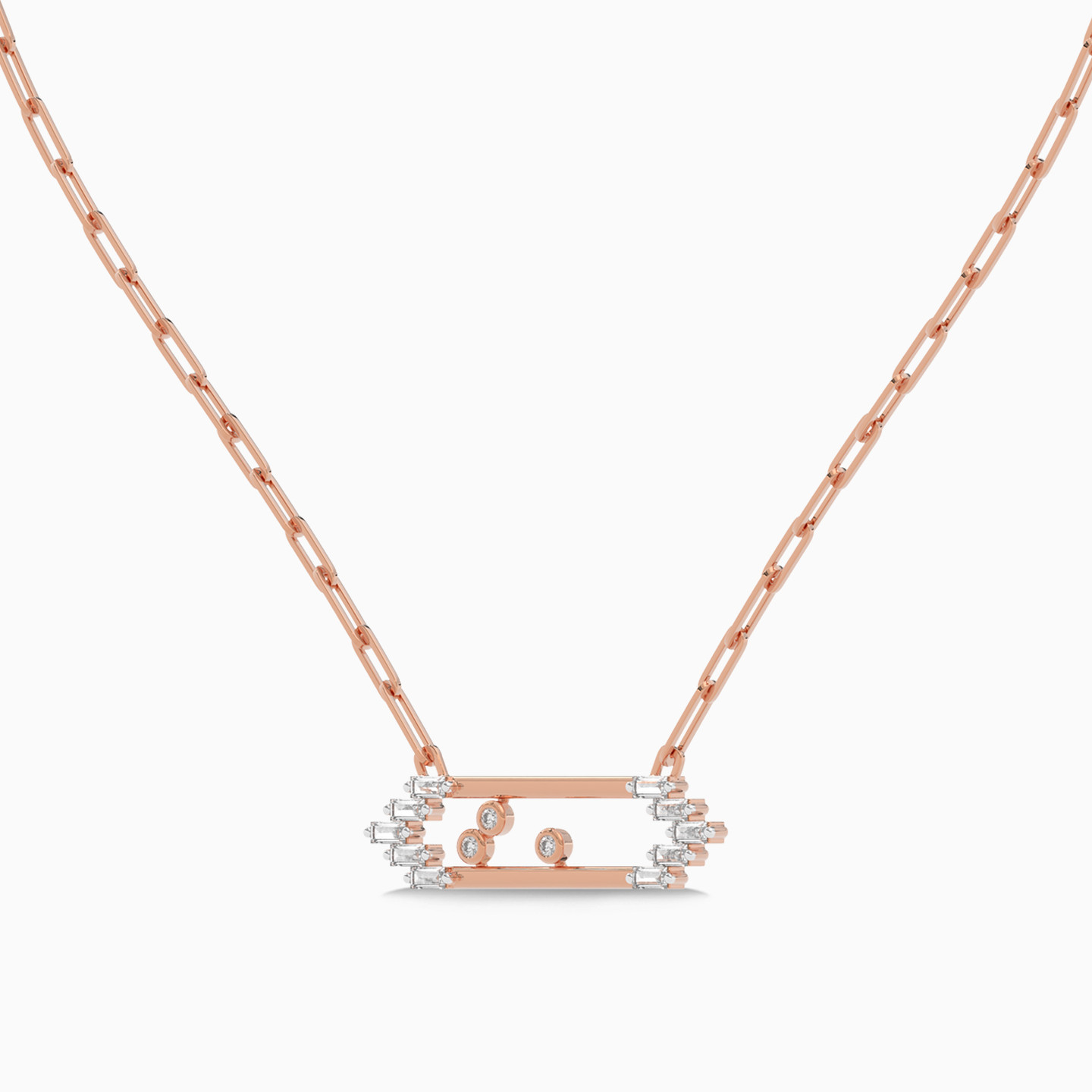 Rectangular Diamond Necklace in 18K Gold - 2 Rectangular Diamond Necklace in 18K Gold - 2
