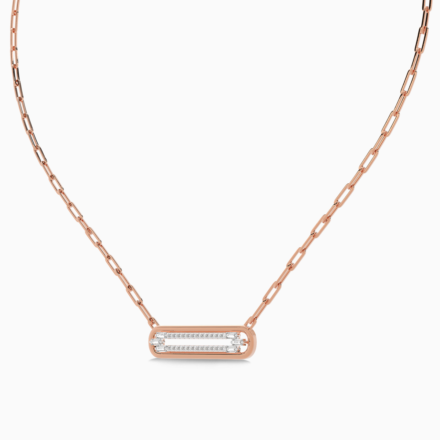 Rectangular Diamond Necklace in 18K Gold - 2 Rectangular Diamond Necklace in 18K Gold - 2