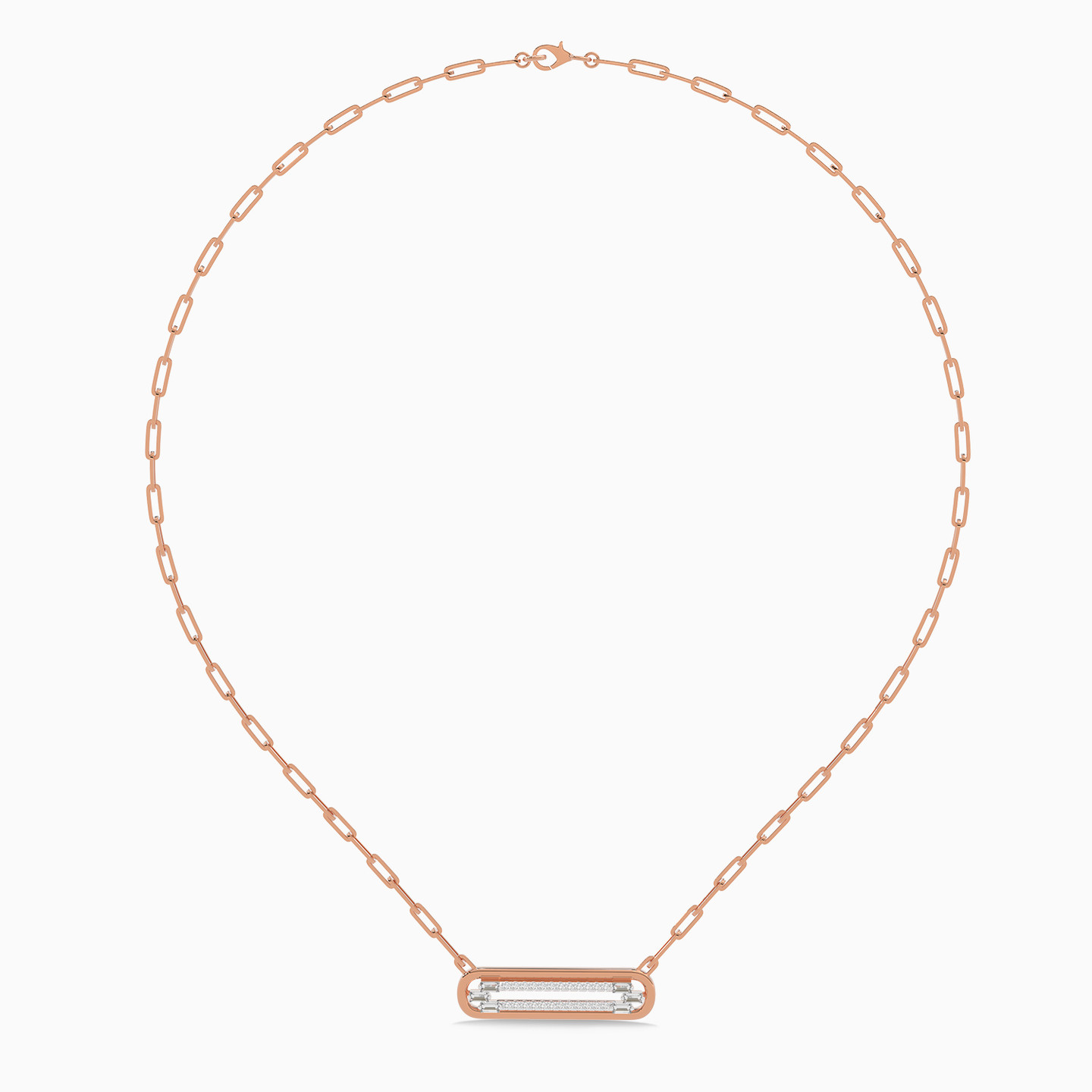 Rectangular Diamond Necklace in 18K Gold - 3 Rectangular Diamond Necklace in 18K Gold - 3