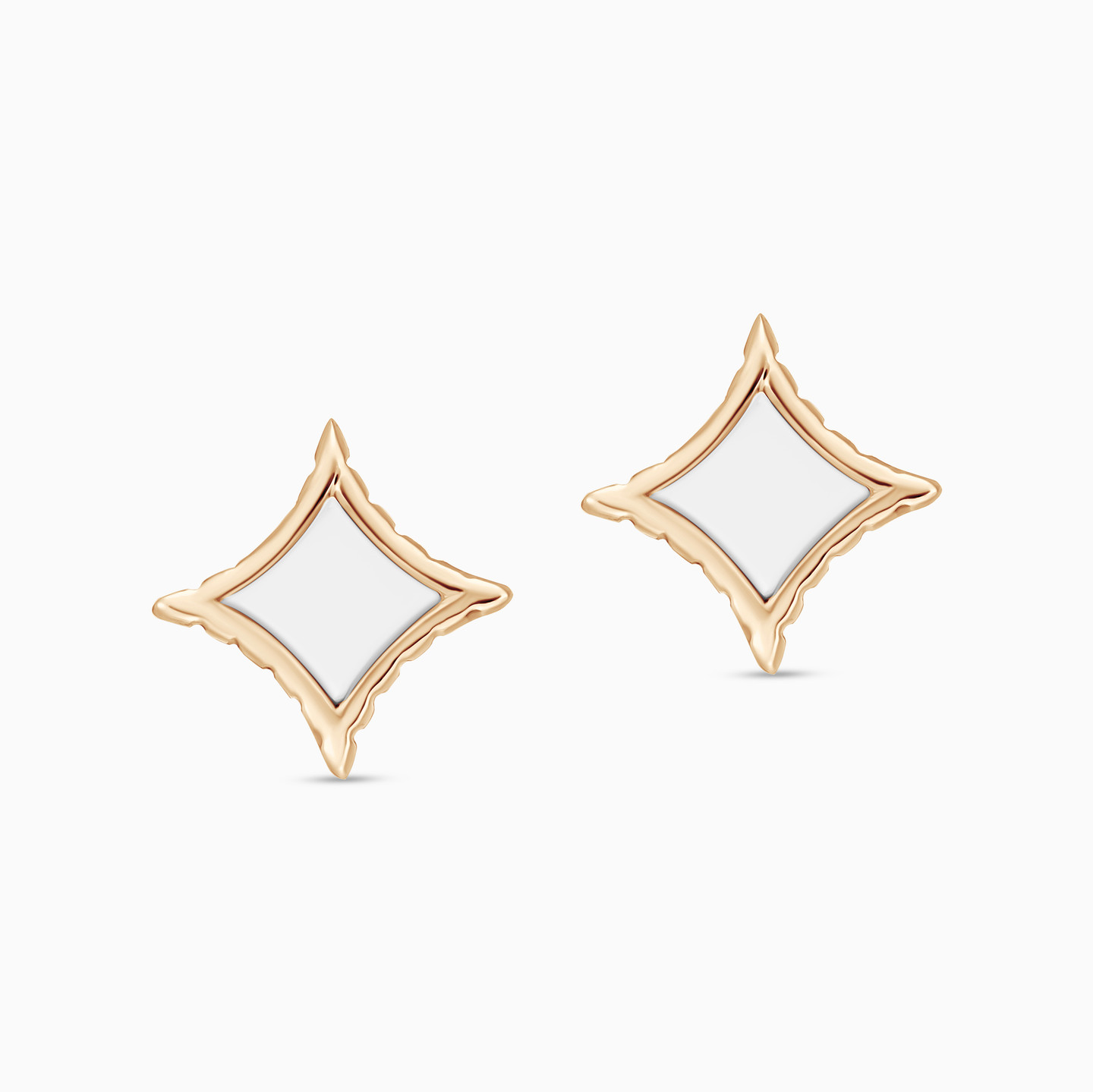 Star Shaped Colored Stones Stud Earrings in 18K Gold - 2 Star Shaped Colored Stones Stud Earrings in 18K Gold - 2