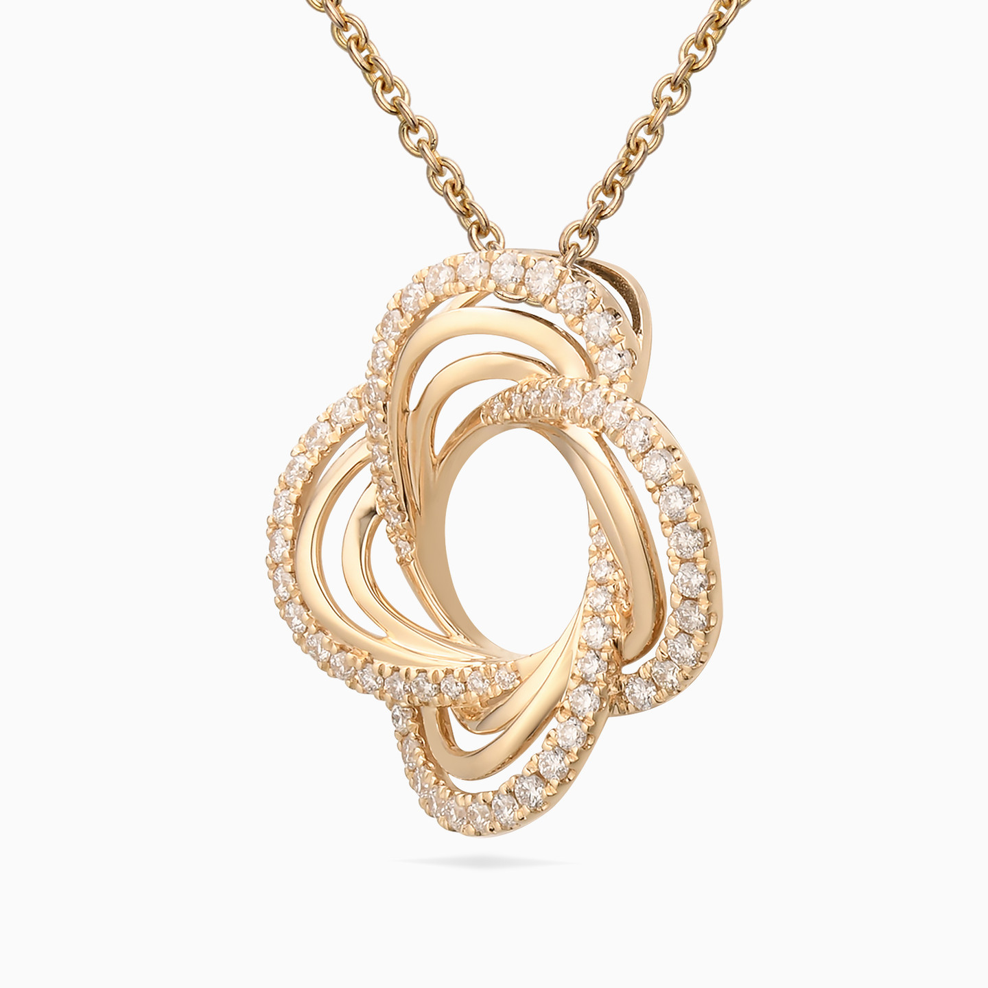 سلسلة ذهب وردة عيار 18 قيراط مزينة بالألماس - 2