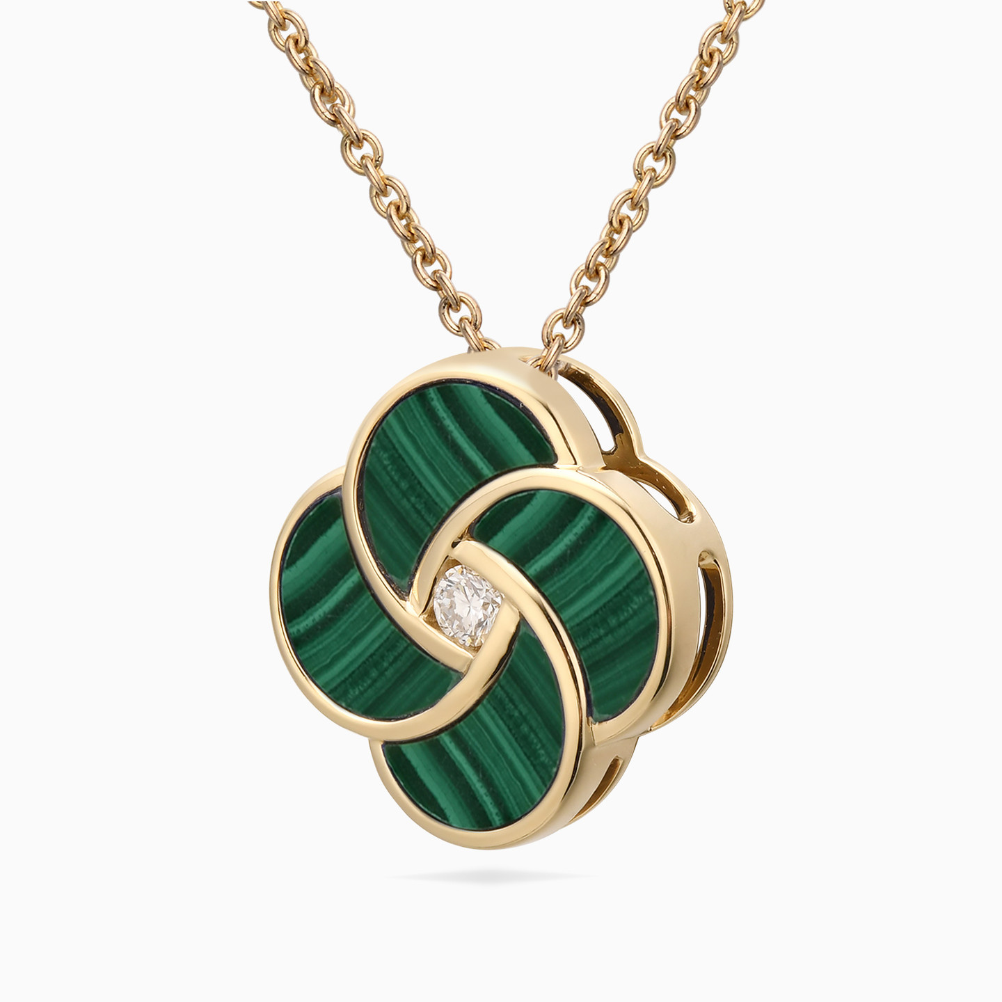 Floral Diamond & Enamel Coated Necklace in 18k Gold - 2 Floral Diamond & Enamel Coated Necklace in 18k Gold - 2