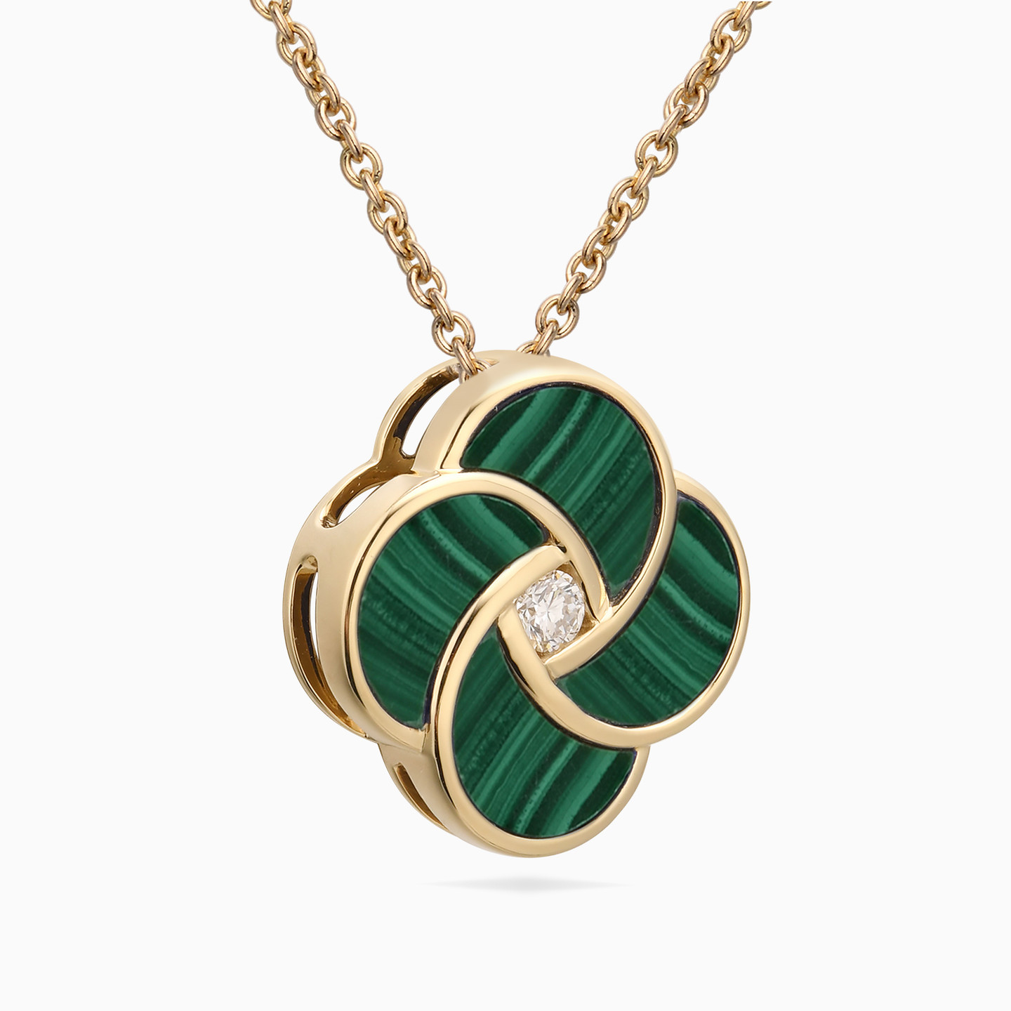 Floral Diamond & Enamel Coated Necklace in 18k Gold - 3 Floral Diamond & Enamel Coated Necklace in 18k Gold - 3