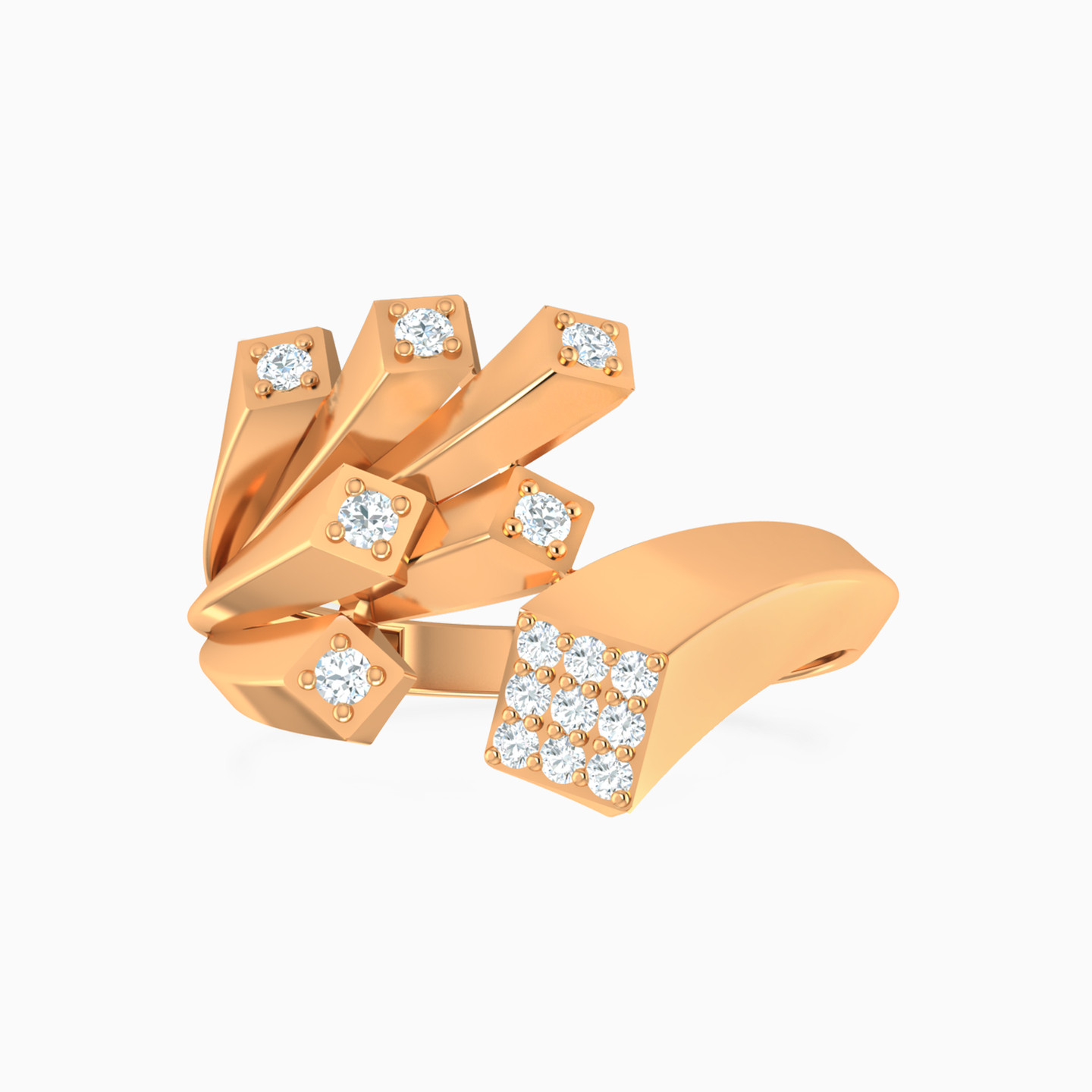 Sticks Cubic Zirconia Two-Headed Ring in 21K Gold Sticks Cubic Zirconia Two-Headed Ring in 21K Gold