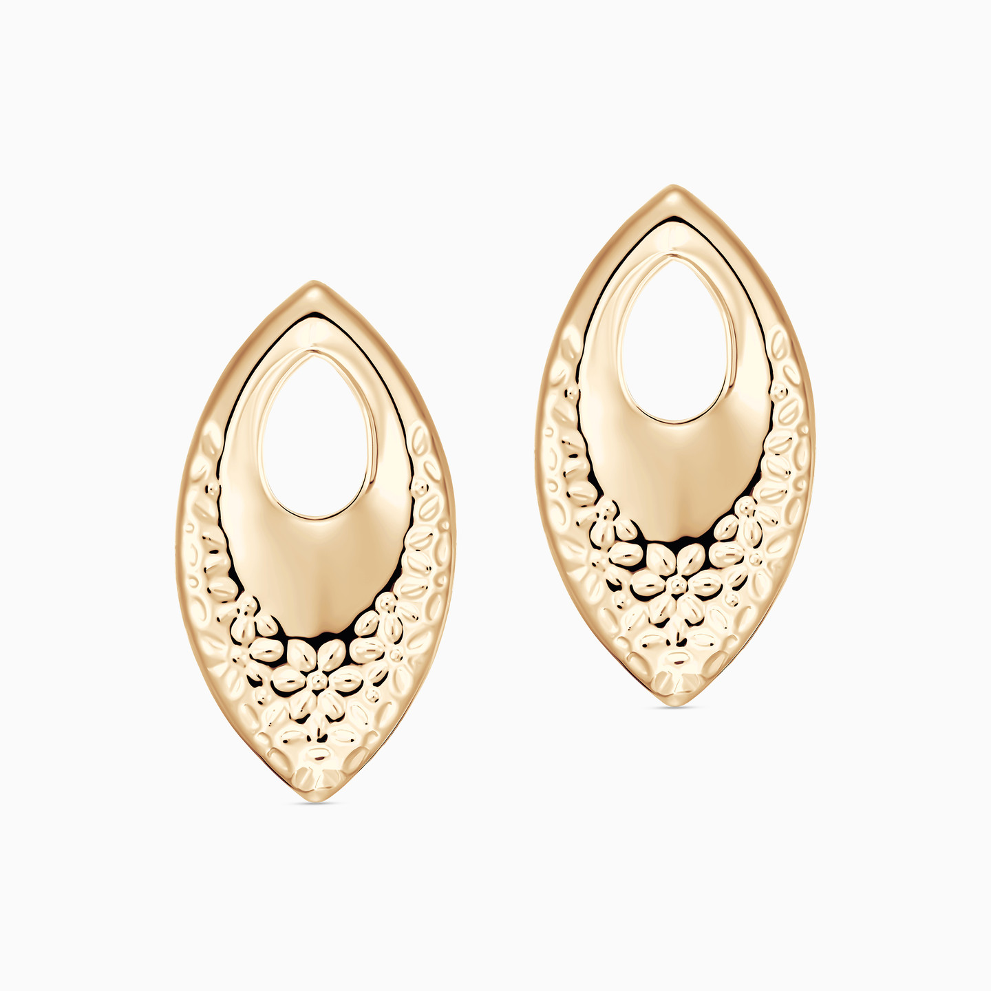 Marquise Stud Earrings in 21K Gold - 2 Marquise Stud Earrings in 21K Gold - 2