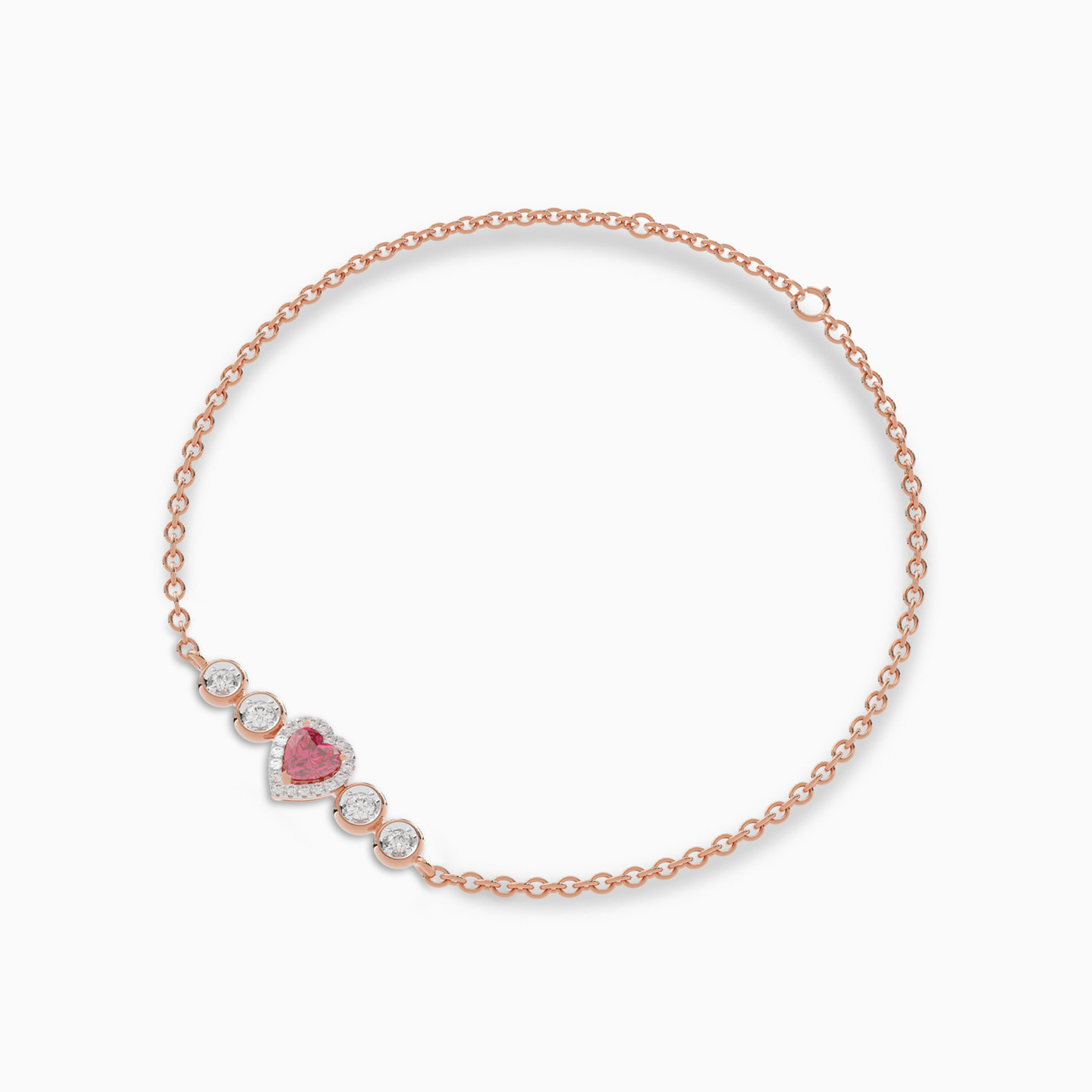 Heart Diamond Chain Bracelet in 18K Gold - 3 Heart Diamond Chain Bracelet in 18K Gold - 3