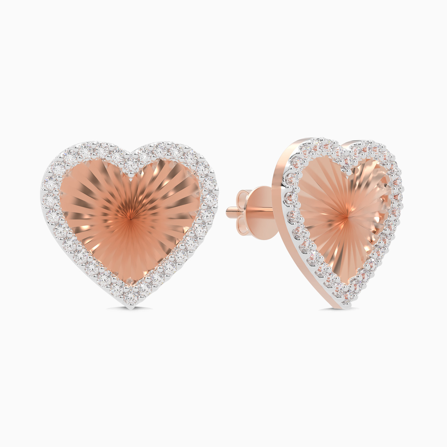 Heart Diamond Stud Earrings in 18K Gold - 3 Heart Diamond Stud Earrings in 18K Gold - 3
